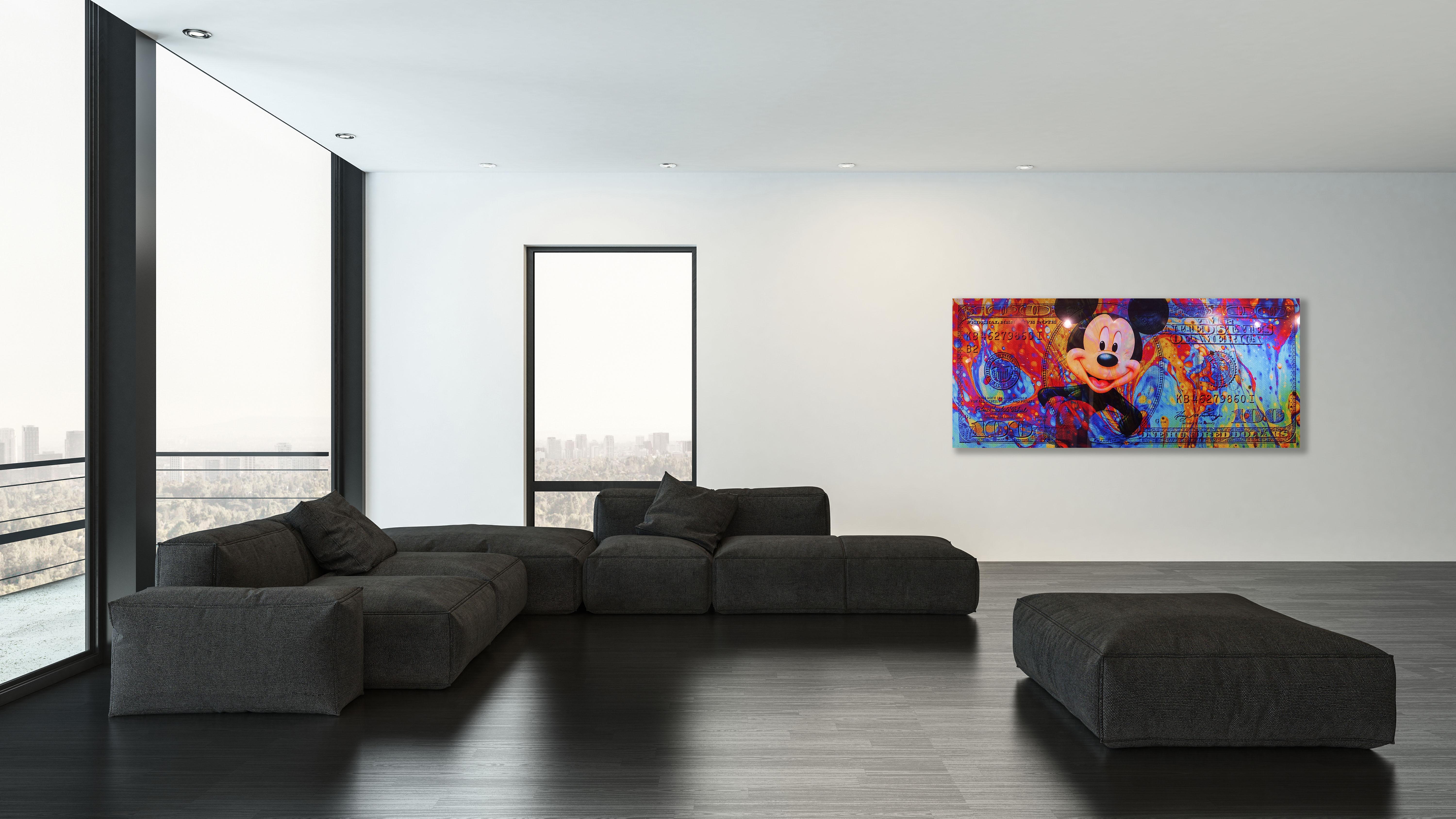 Mickey Cash Culture, Acrilico su Giclée in vendita 1