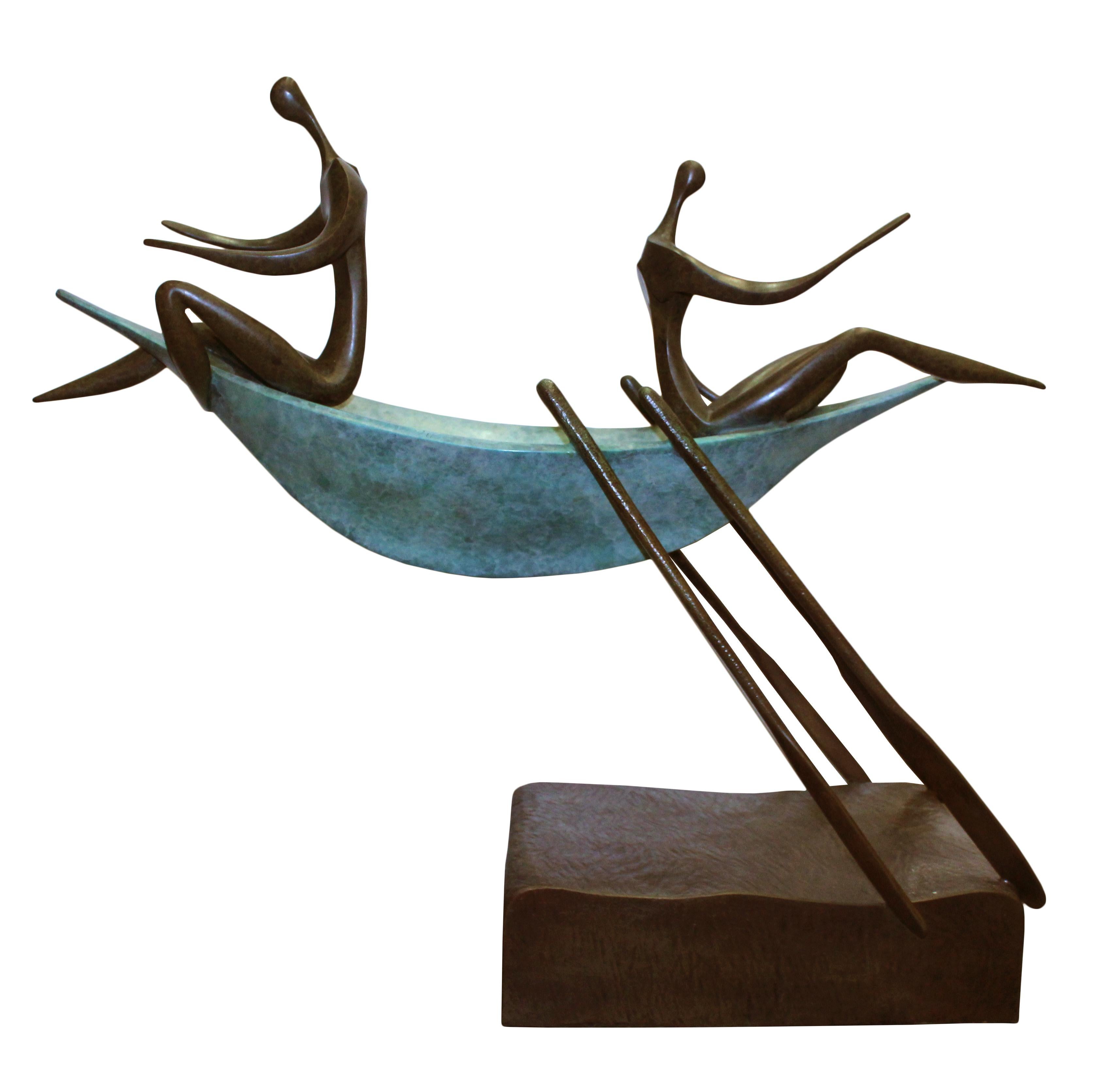 Leon Bronstein Figurative Sculpture - The Opposites Directions, Bronze