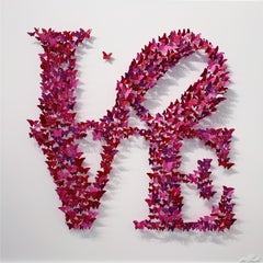 "LOVE", Mixed Media Metal Wall Sculpture