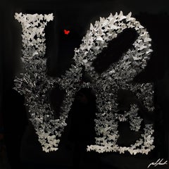 "LOVE", Mixed Media Metal Wall Sculpture