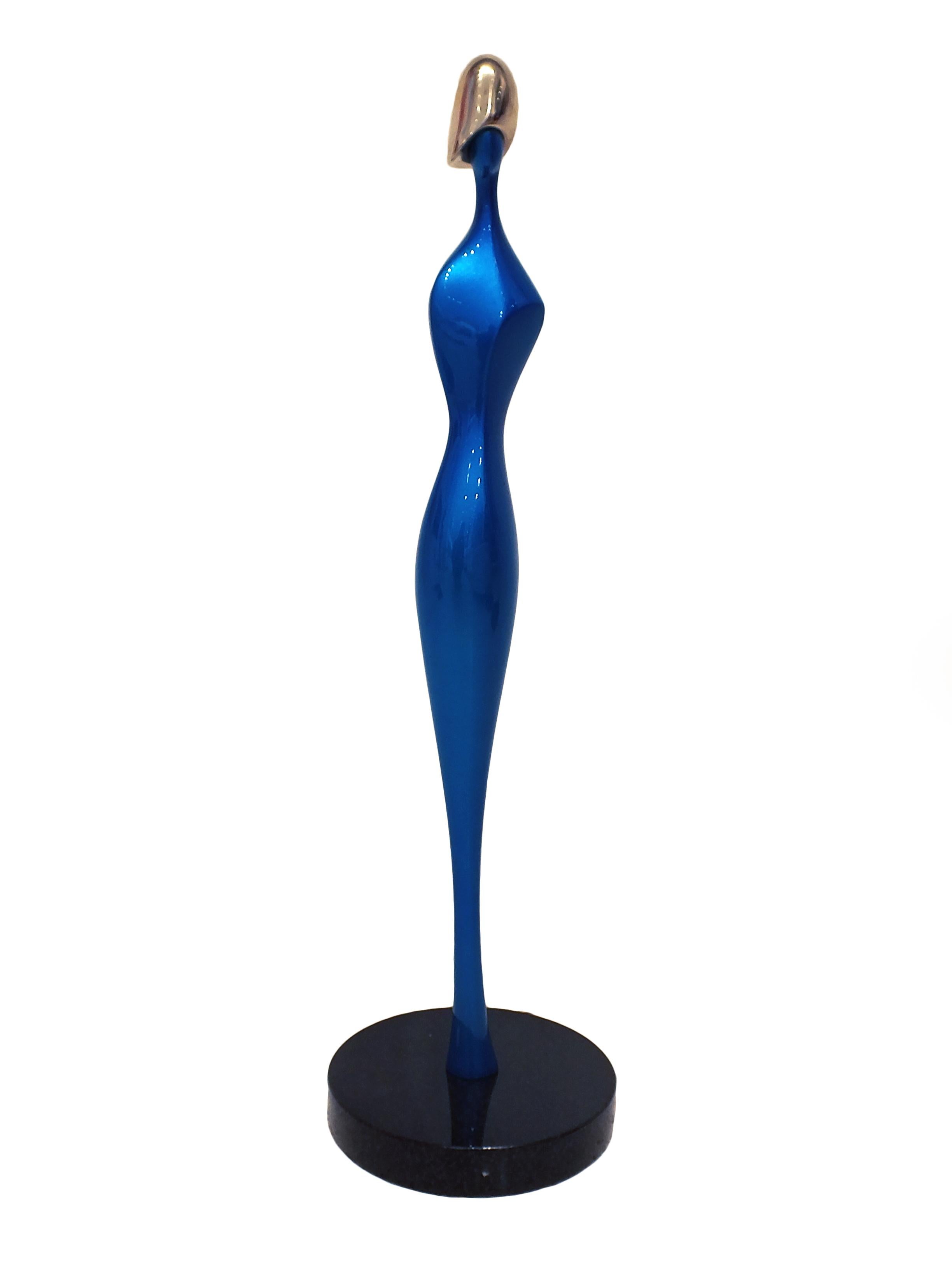 Paul Braslow Figurative Sculpture - Paris-Blue, Bronze