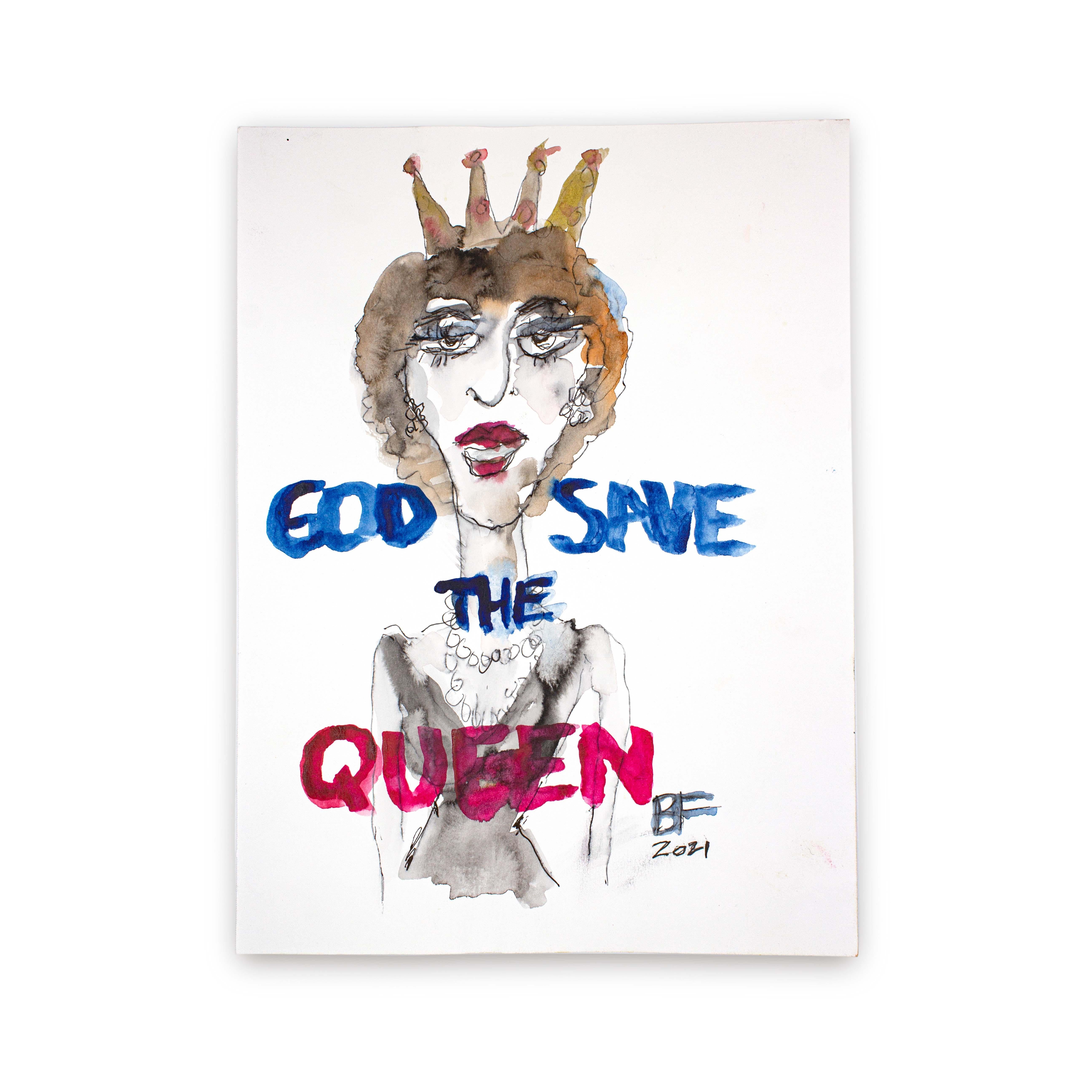 God Save The Queen, 2021

Graphite, encre et aquarelle japonaise sur papier par l'artiste Brad Fisher. Non encadré.

12 × 9 in

L'expédition n'est pas incluse. Voir nos politiques d'expédition. Veuillez nous contacter pour obtenir un devis
