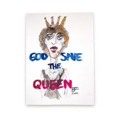 "God Save The Queen" Mixed Media on Paper by Brad Fisher, REP by Tuleste Factory