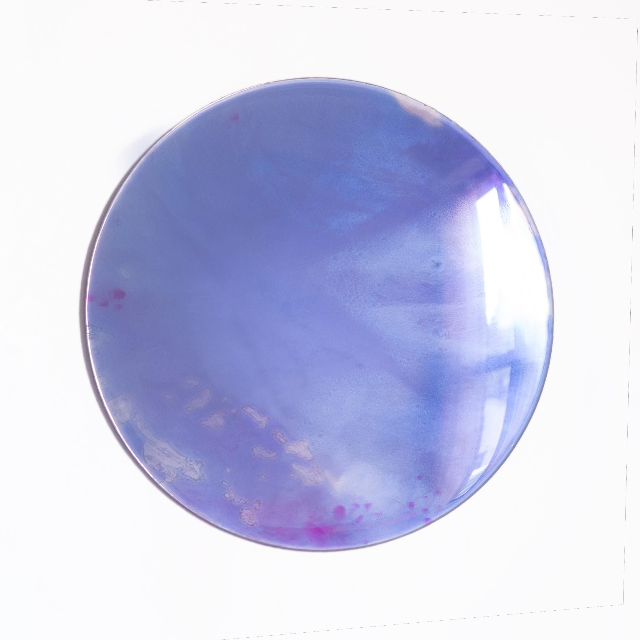 Delphinium by Courtney Kinnare, Purple Mirrored Glass Contemporary Wall Art