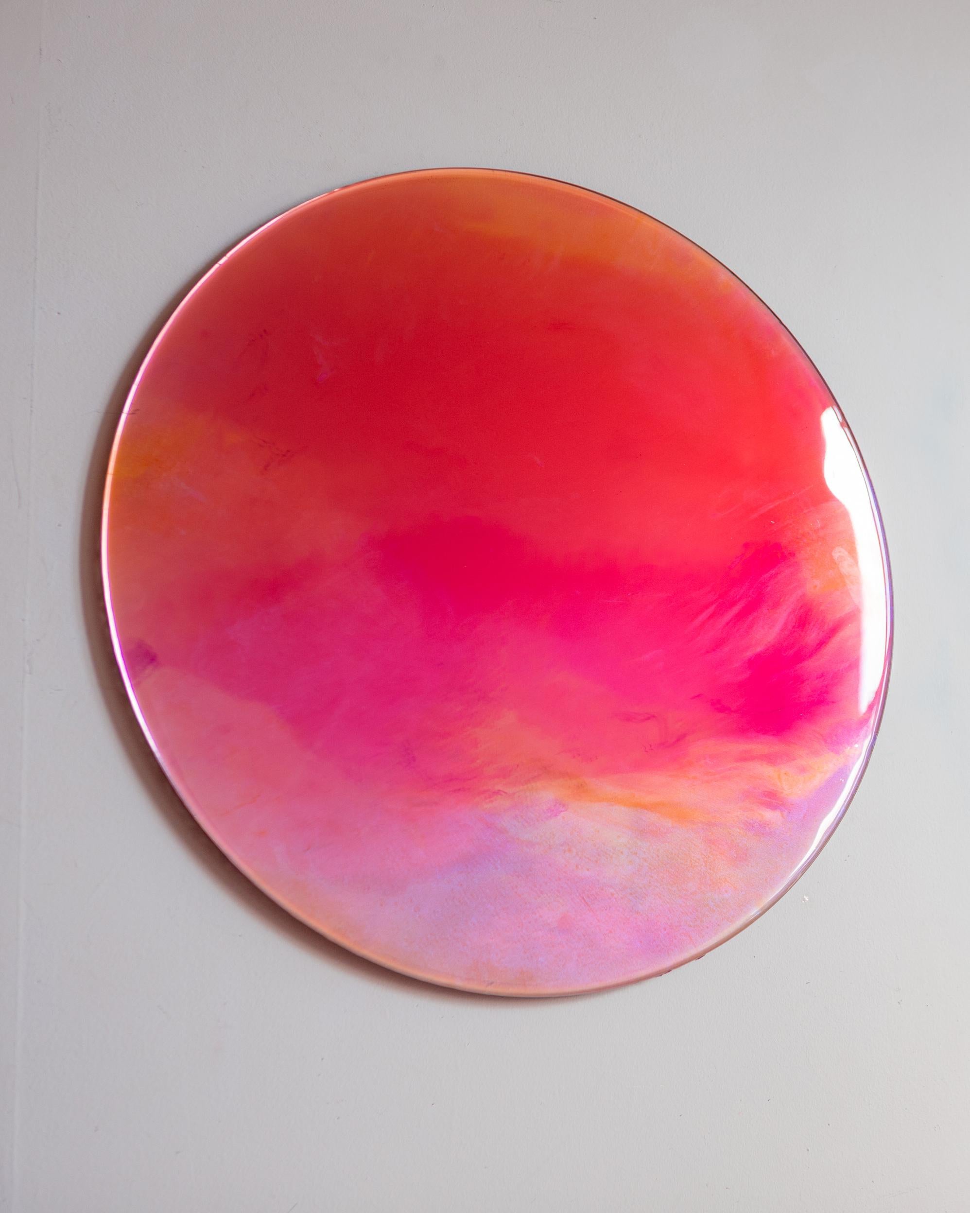Amour Wanddekoration von Courtney Kinnare, Rosa mehrfarbiger Spiegel im Angebot 2
