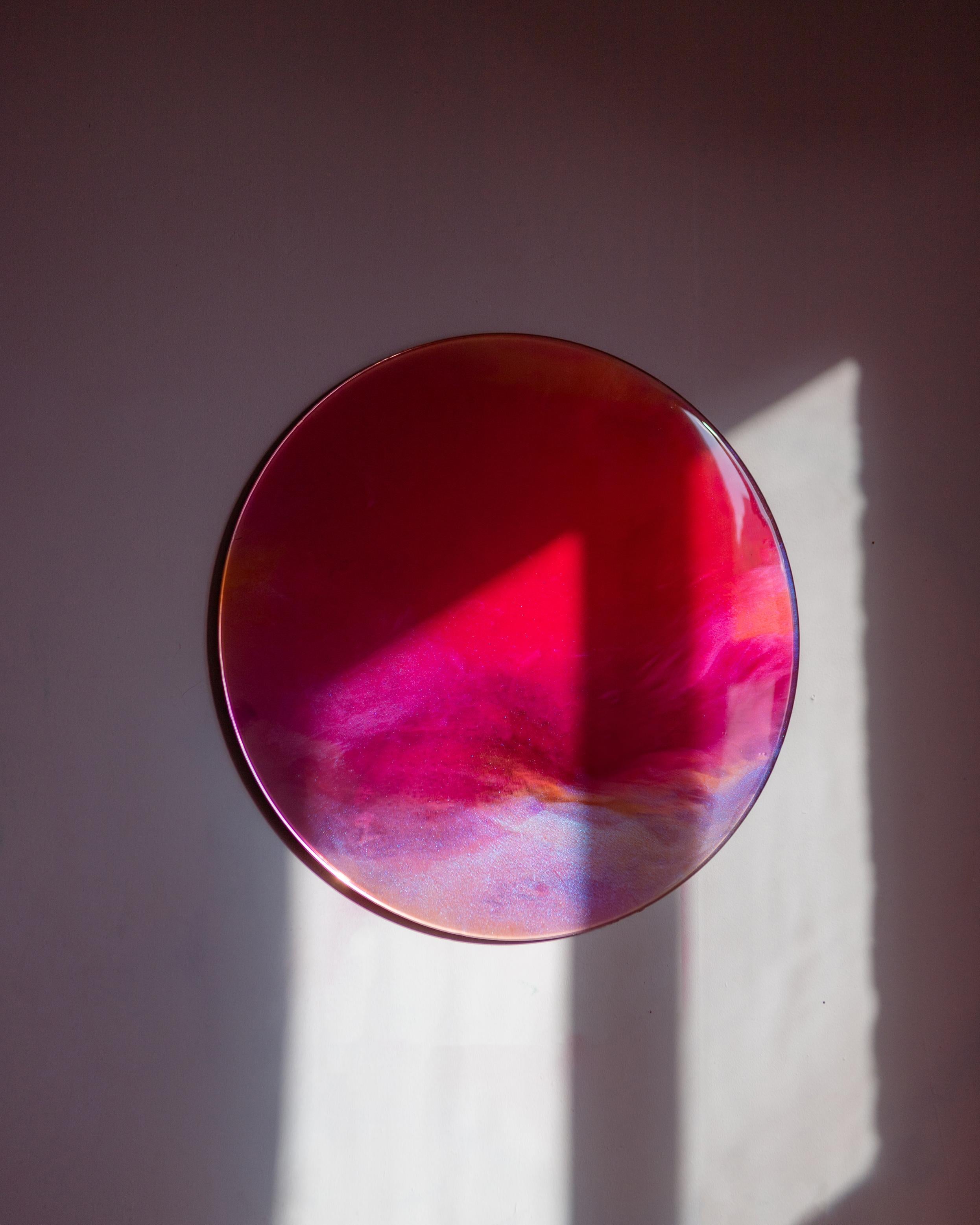 Amour Wanddekoration von Courtney Kinnare, Rosa mehrfarbiger Spiegel im Angebot 9