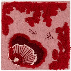CORAL Tapestry by Marta Moreno, Yarn Punch Needle Embroidery Textile Artwork