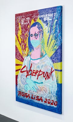 'Rona Lisa - Cyberpunk Edition, ' Paint and Oil Stick on Canvas by XVALA