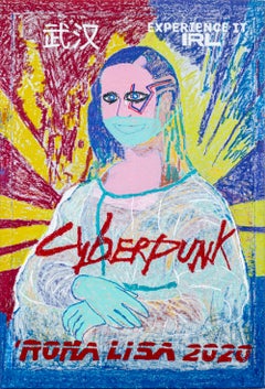 'Rona Lisa - Cyberpunk Edition, ' Peinture et bâton d'huile sur toile de XVALA
