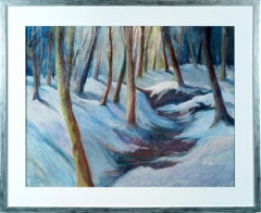 Vintage 'Snowy Forest, ' by Regina Murphy, Pastel on Paper Painting