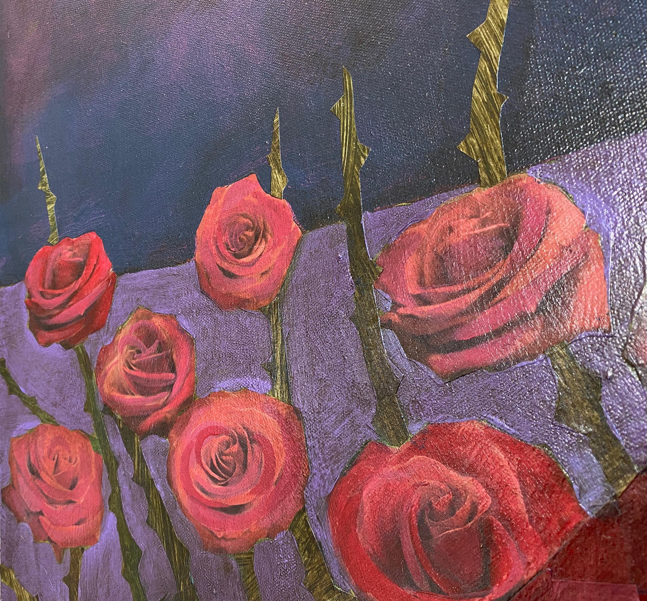 acrylic painted roses