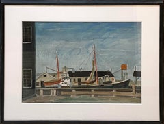 'New England Fisherman's Wharf,' by Morris Blackburn, Watercolor Painting