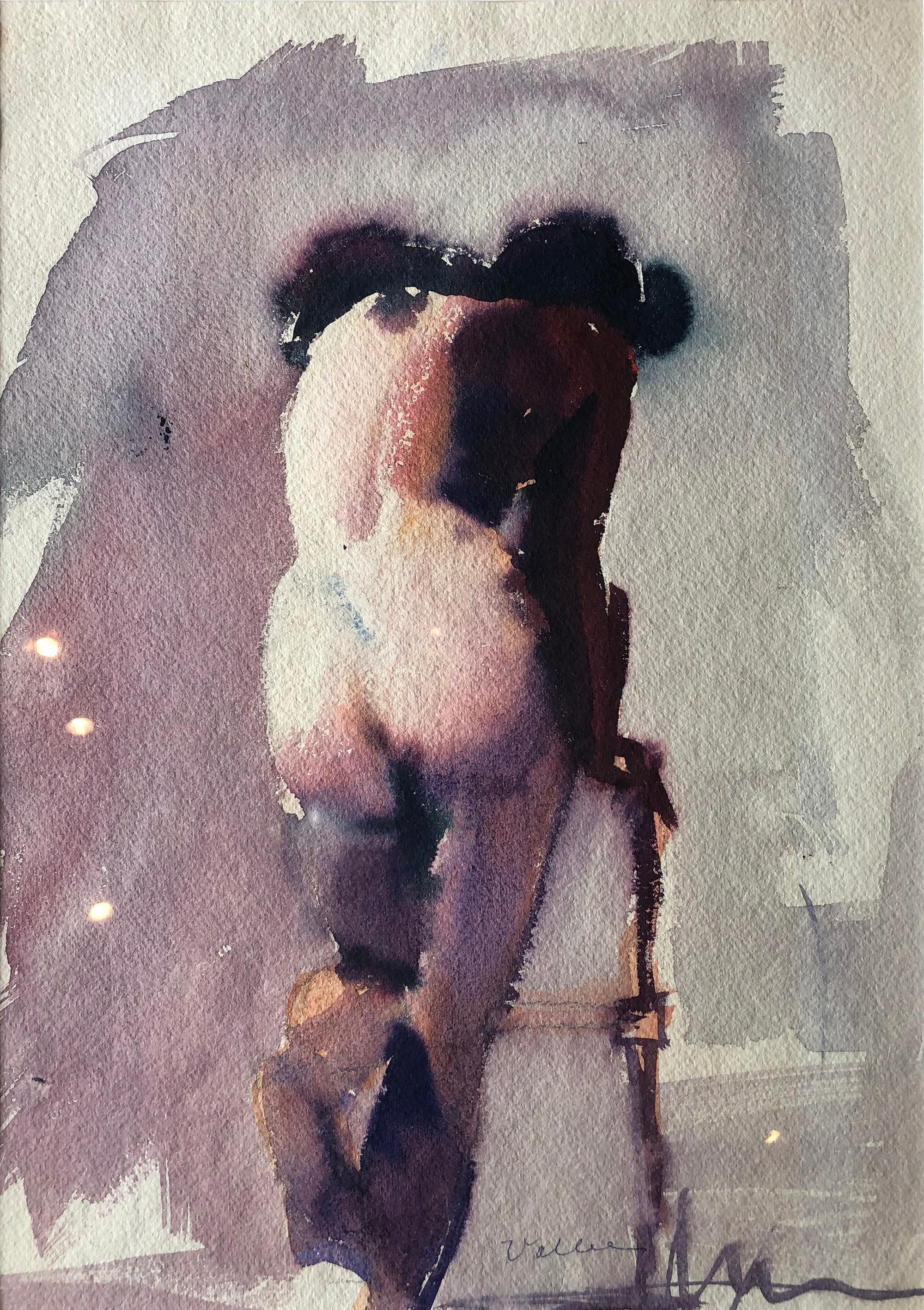 'Female Nude Study, ' Watercolor on Paper, by Jack Vallee 1