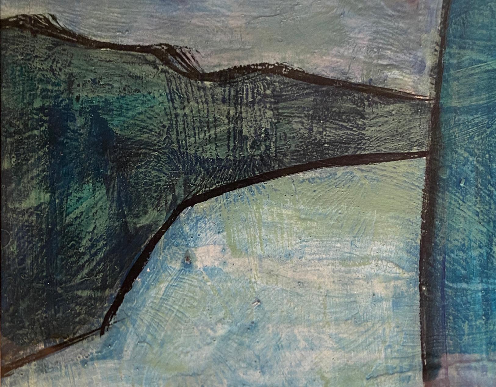 'On the Shore with Blue Trees…' Oil on fiberboard by Erekle Chinchilakashvili 3