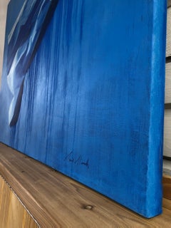 Big Blue Paper Airplane Photorealistic Acrylic and Alkyd Painting by Paul Micich