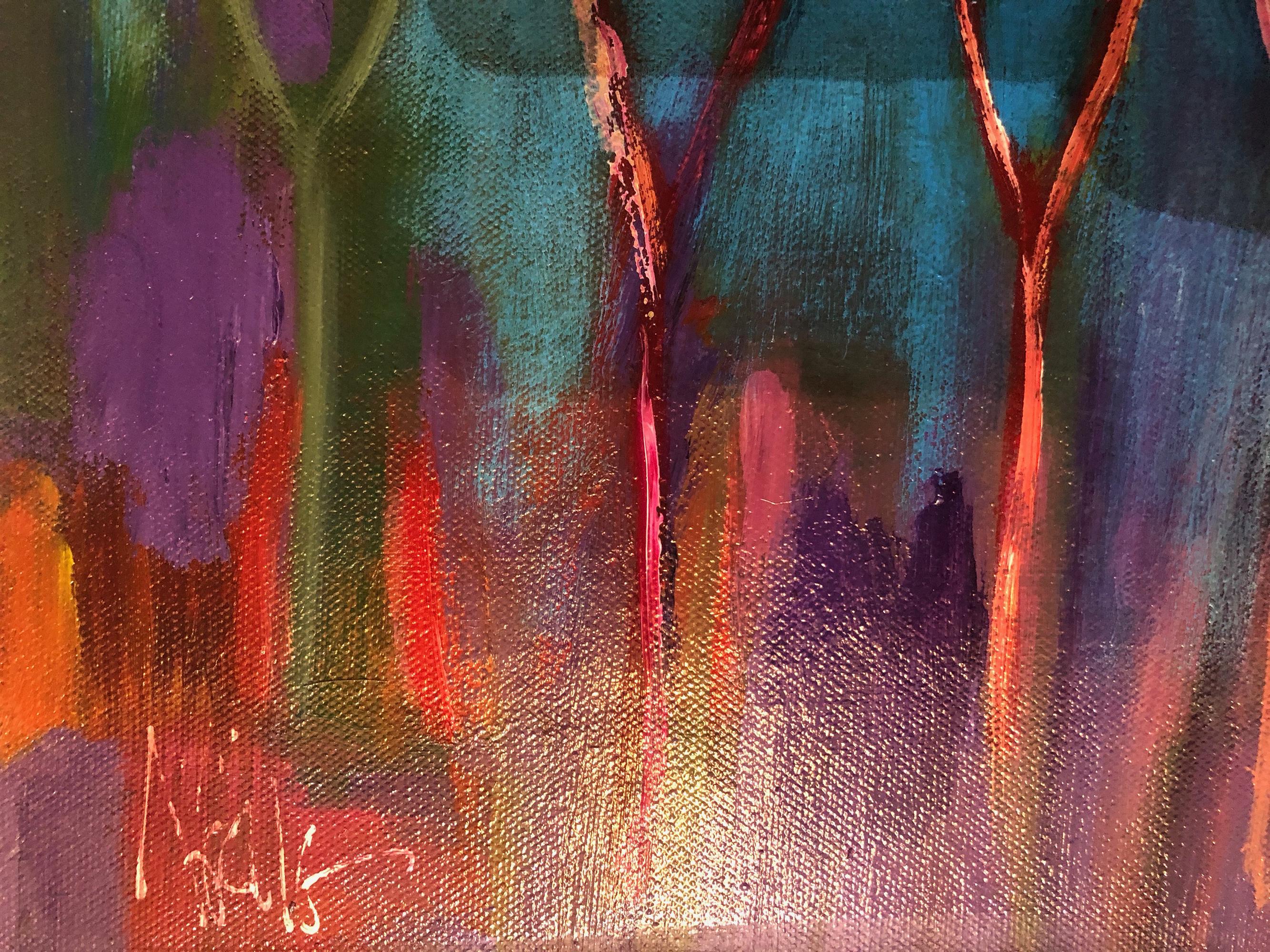 „Lullaby Trees Holding Up the Sky“,''  Acryl und Mischtechnik auf Leinen von Noelle – Painting von Noelle McAlinden