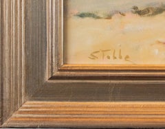 'At the Beach' Scene of Children Playing, Marie Stobbe, Oil on Masonite Painting