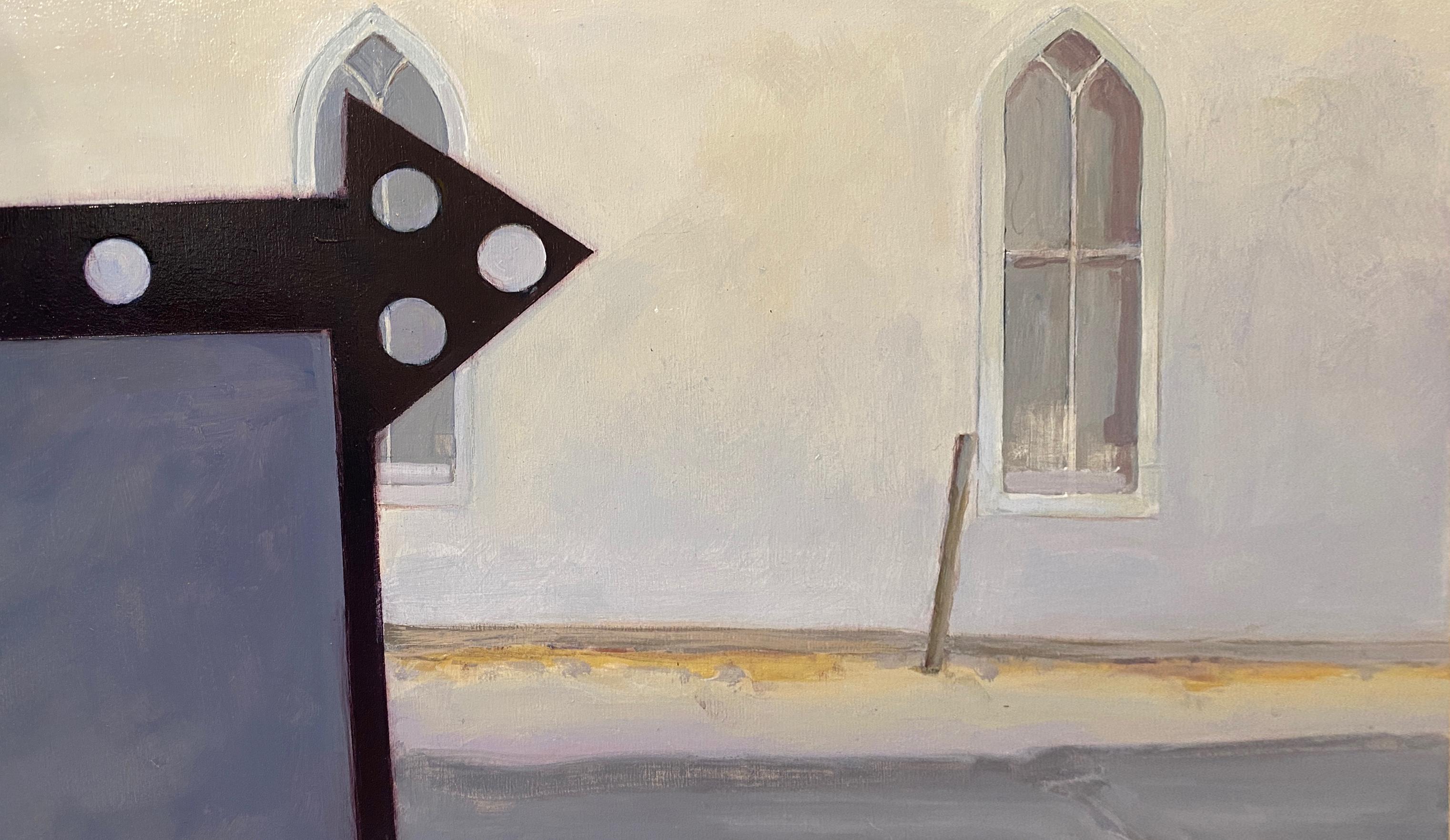 'White Country Church in McCloud, ' by John Wolfe, Acrylic on Panel Painting For Sale 1