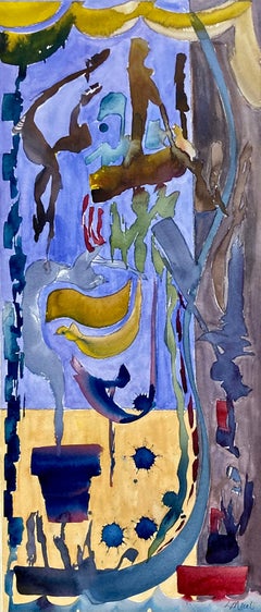 „Where Hummingbirds Swim“, Aquarell auf Papier, Gemälde von Lisa Miceli