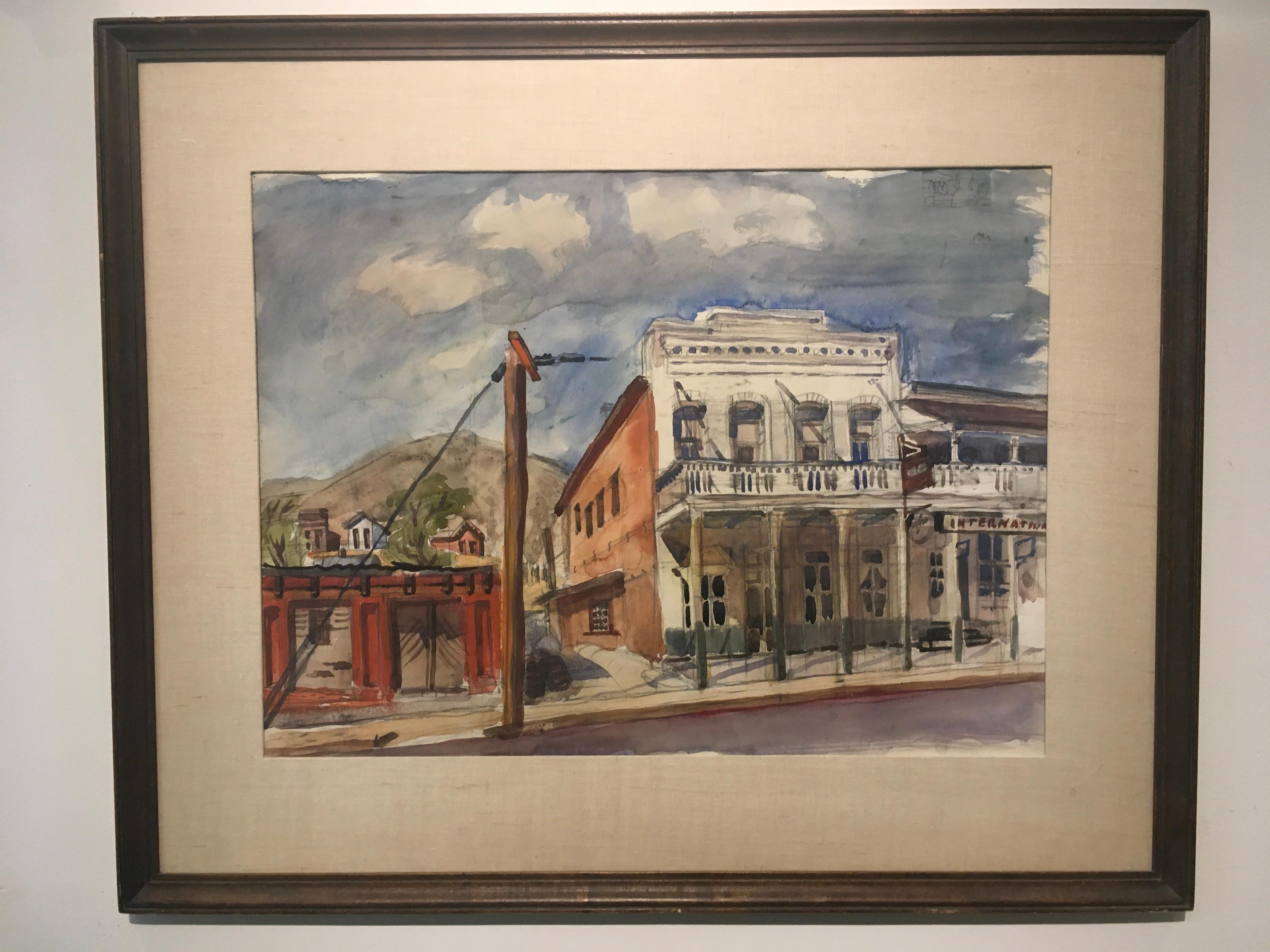 'Historic Downtown,' by Palgrave Holmes Coates, Watercolor on Paper Painting