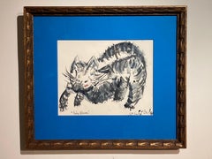 'Abstract Cat Baby Blossom', par BJ Coolay, dessin à l'encre et à l'aquarelle