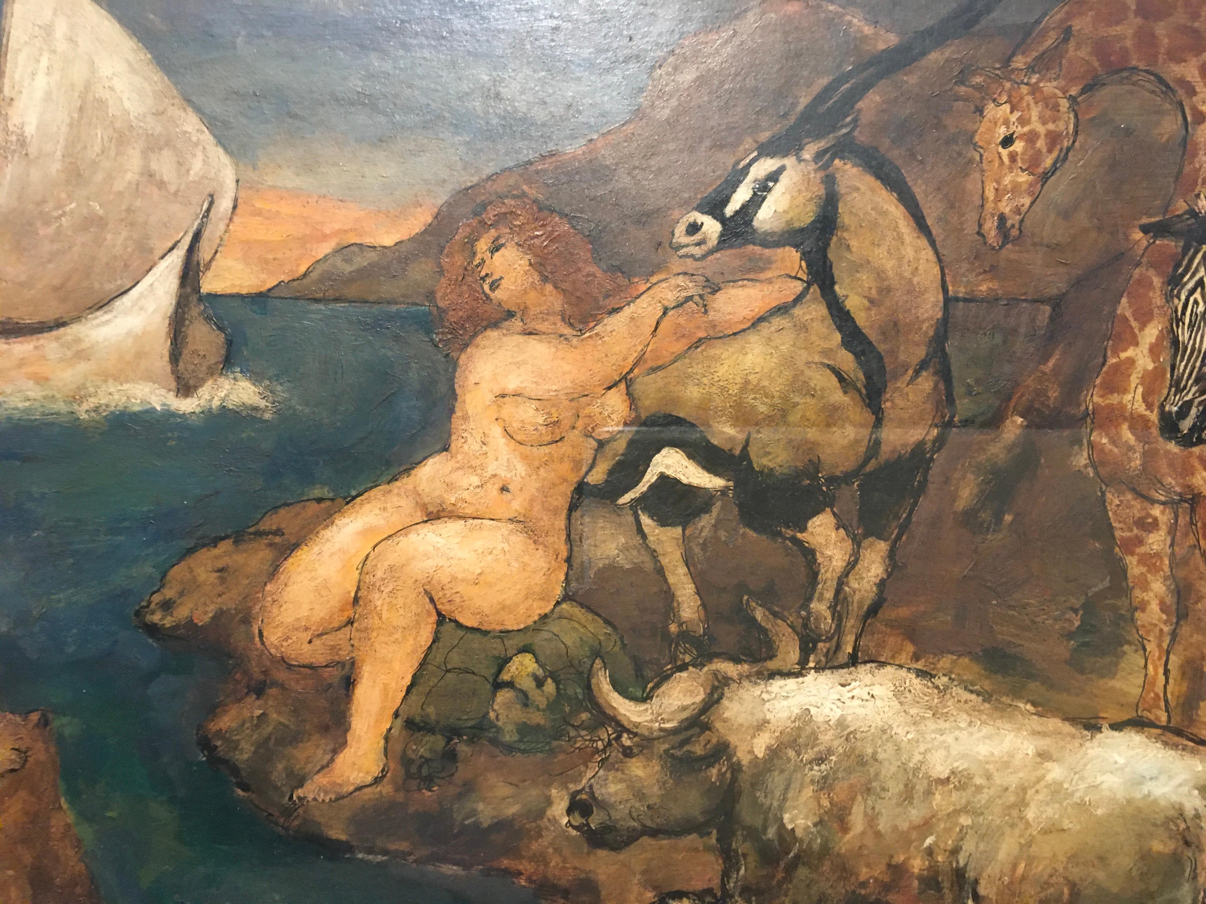 'Female Nude with Animals, ' by Charles Edward Burdick, Watercolor Painting - Art by Charles Burdick