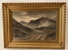 'Sheep Herd and Scottish Mountains' by John MacWhirter, Watercolor Painting