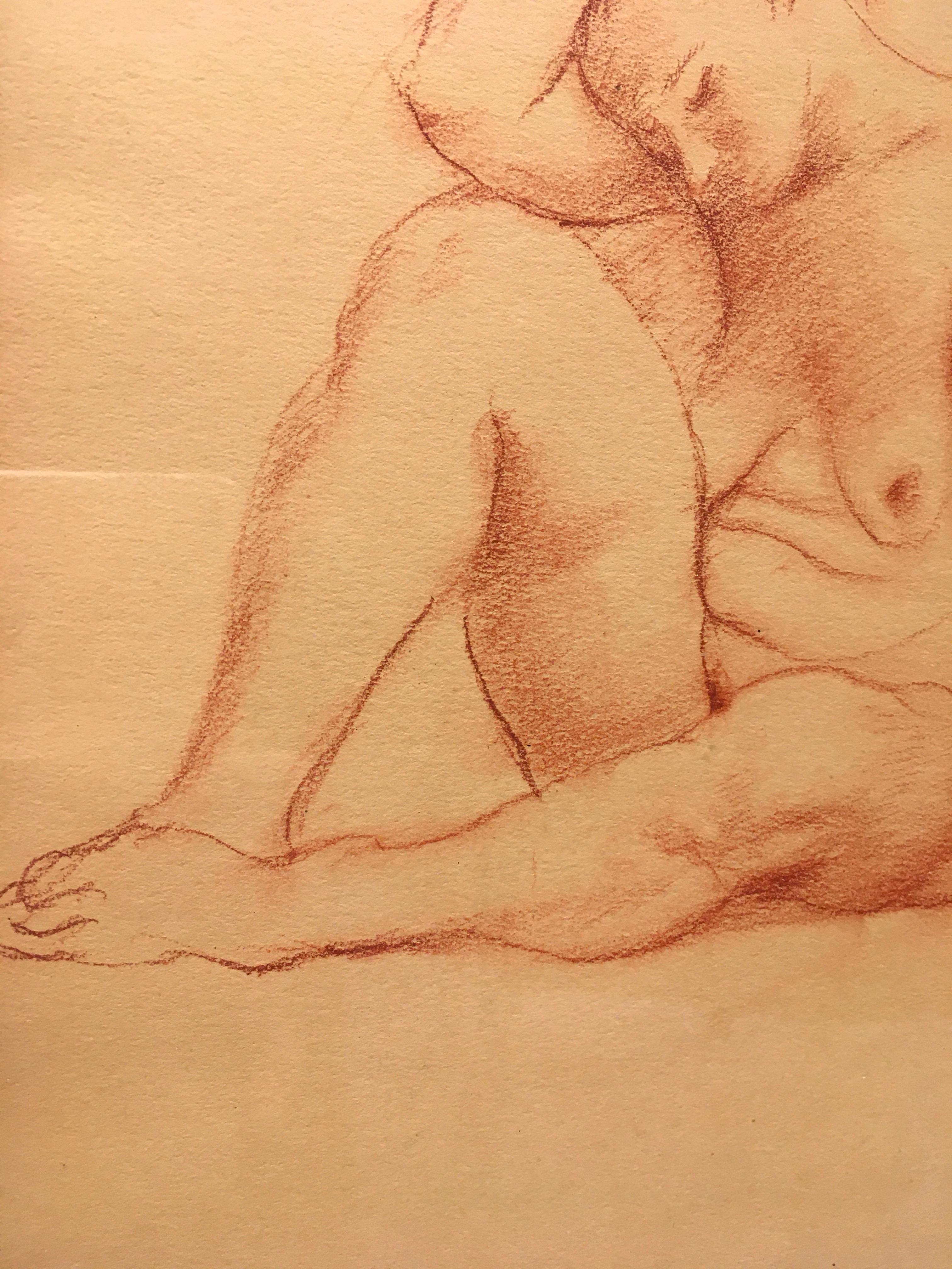 'Female Nude Figure Study, ' by John Fenton, Drawing on Paper For Sale 1
