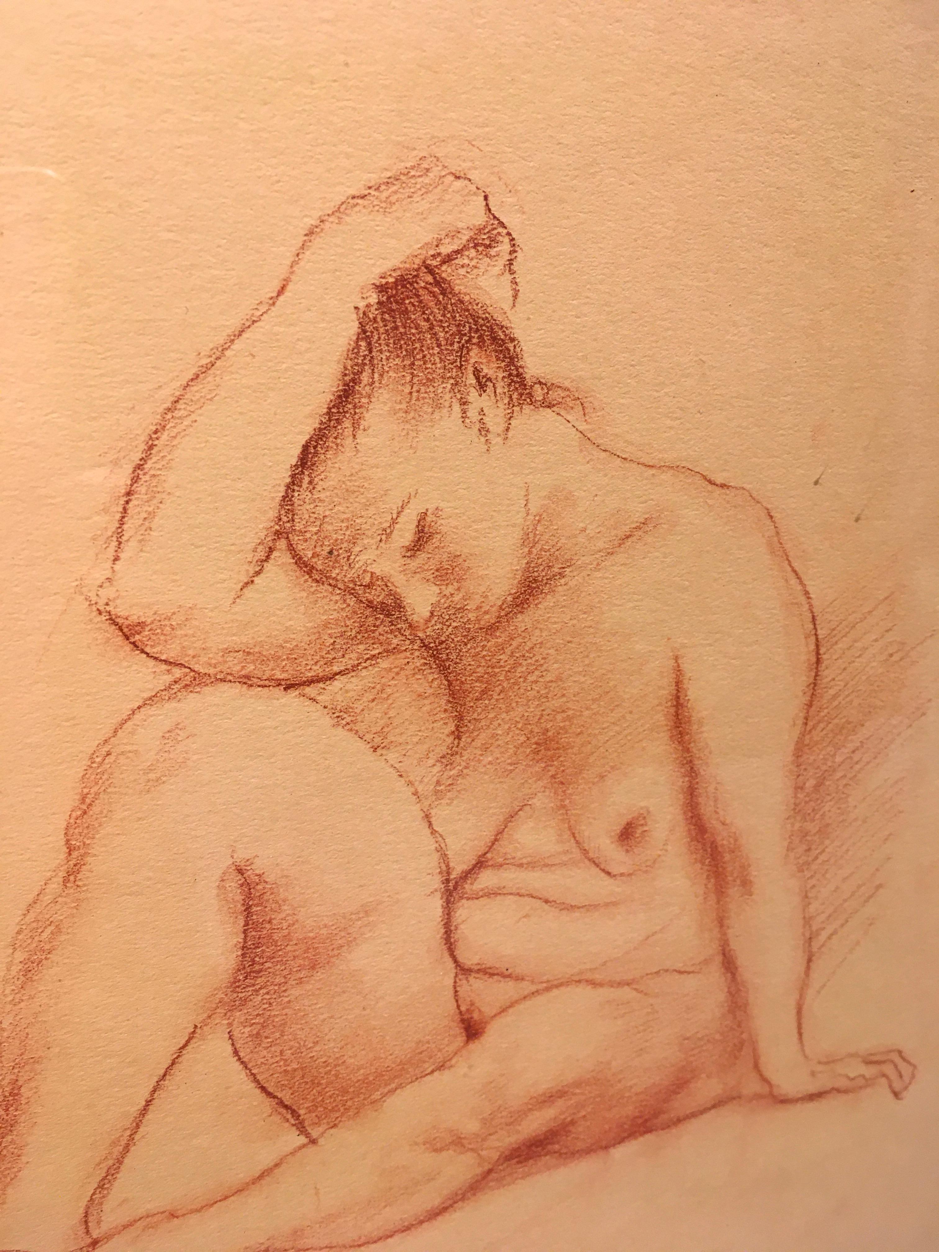 'Female Nude Figure Study, ' by John Fenton, Drawing on Paper For Sale 2