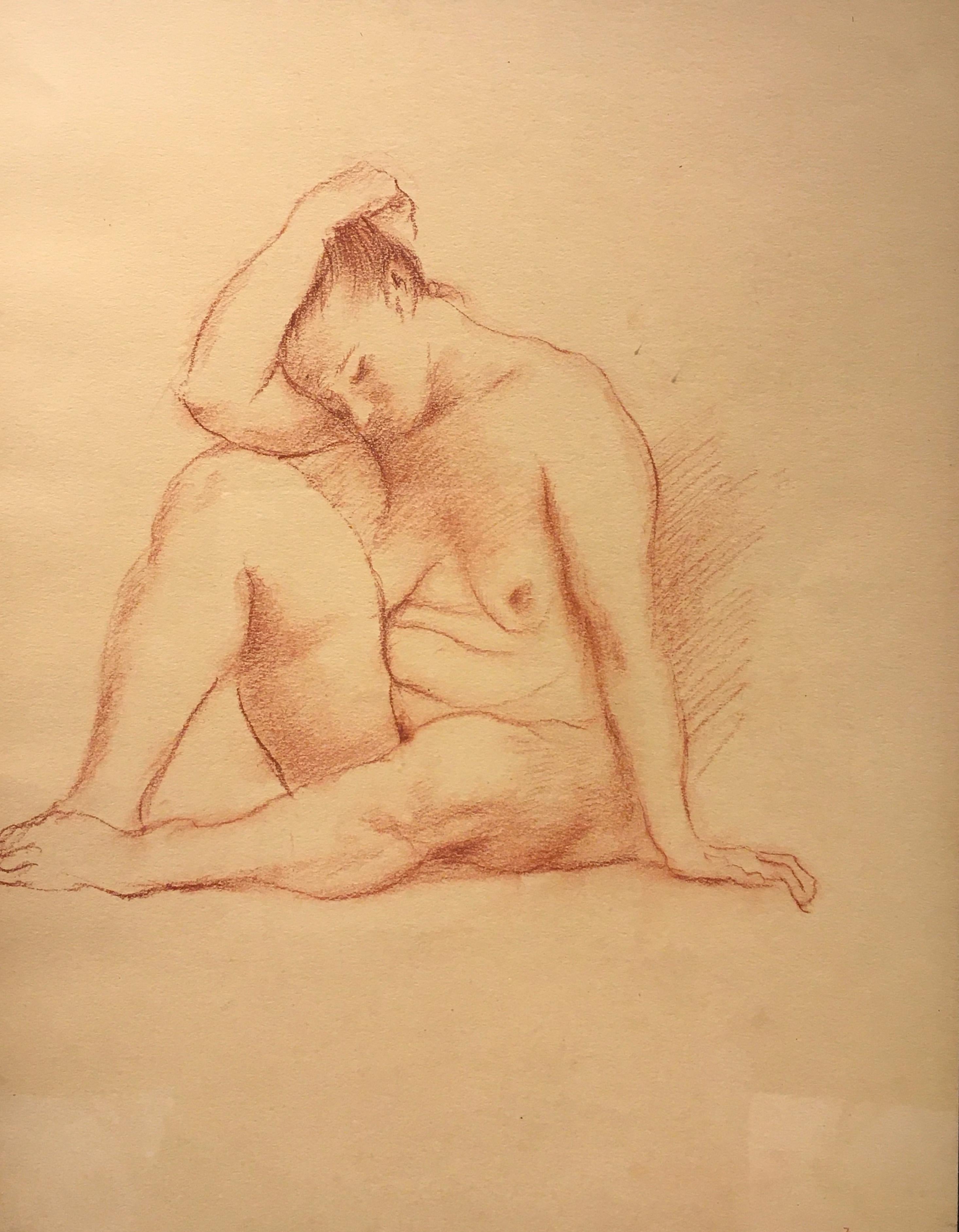 'Female Nude Figure Study, ' by John Fenton, Drawing on Paper For Sale 3
