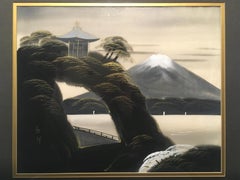 'Japanese Mountain & Lake Scene II, ' by Unknown, Watercolor and Ink Painting
