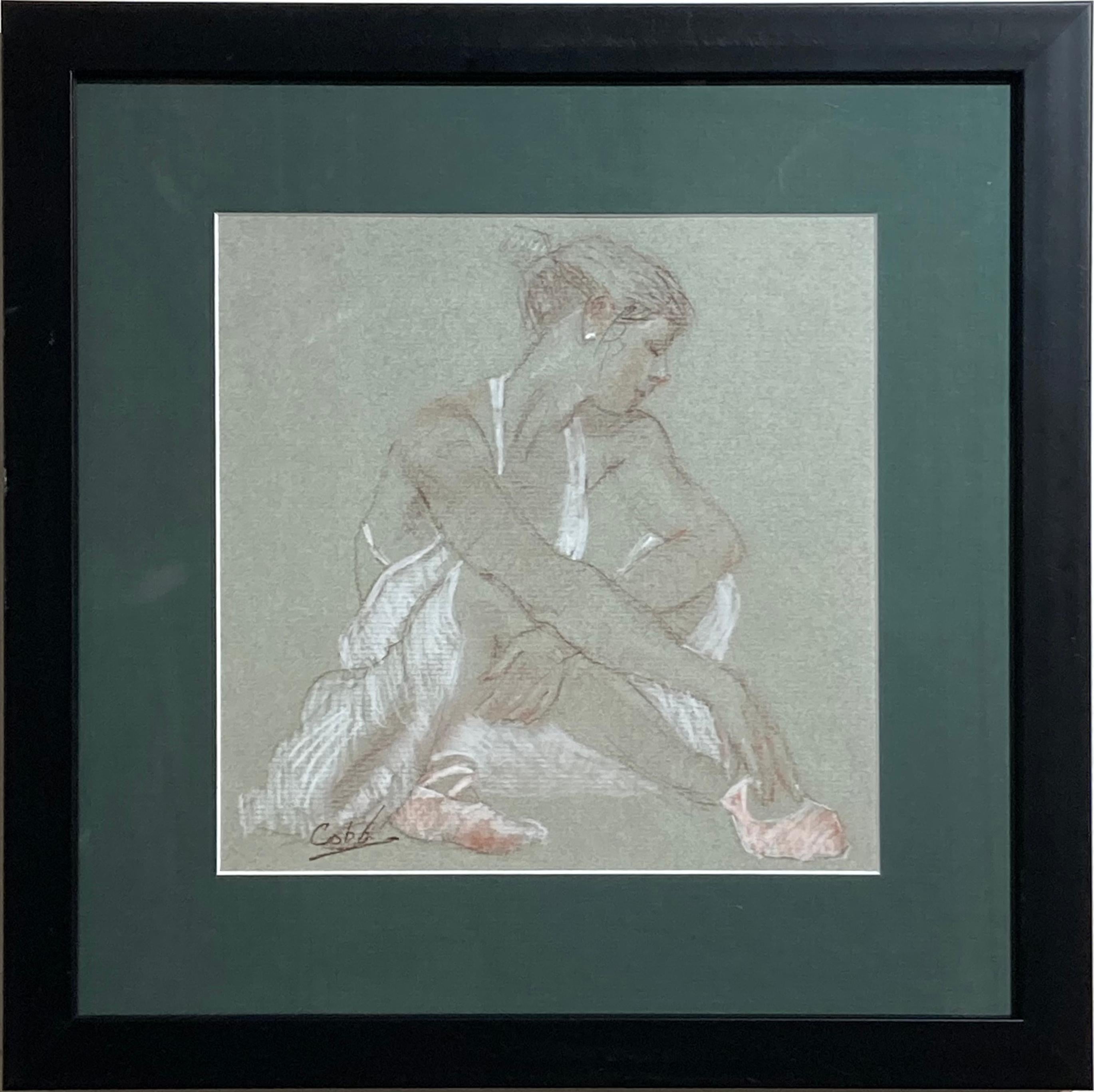 'Ballerina in Repose #2, ' by James Cobb, Charcoal and Conte Drawing, 2021
