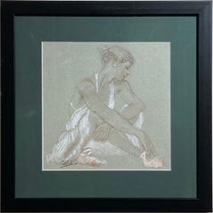 'Ballerina in Repose #2, ' by James Cobb, Charcoal and Conte Drawing, 2021