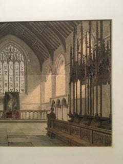 Interno di una cappella storica inglese", dipinto ad acquerello da uno sconosciuto