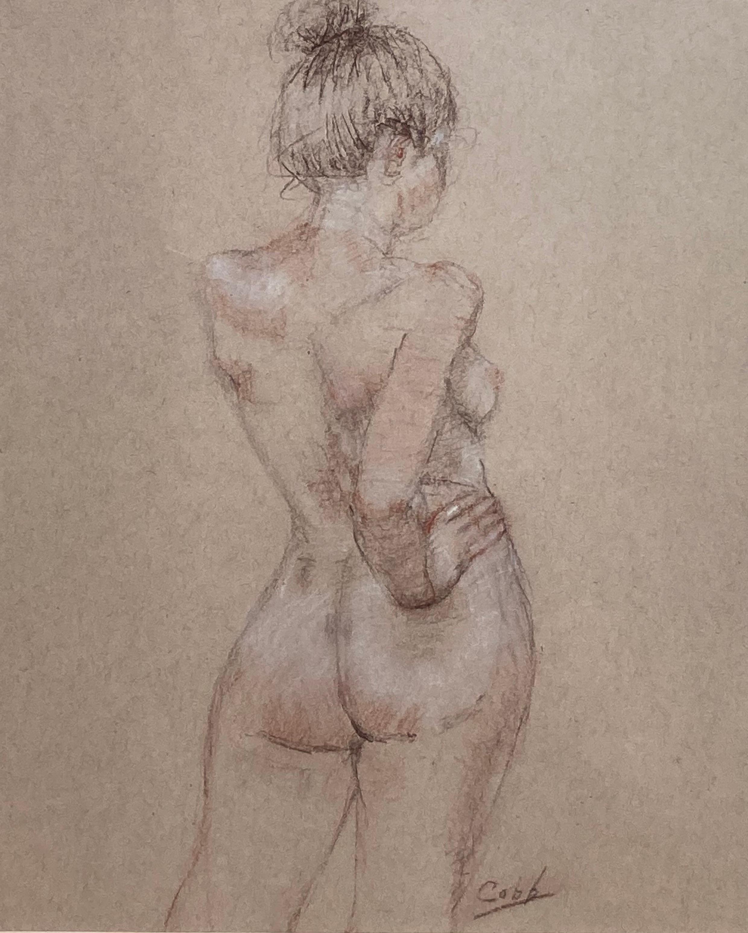 'Erika in Gesture II, ' by James Cobb, Drawing For Sale 1