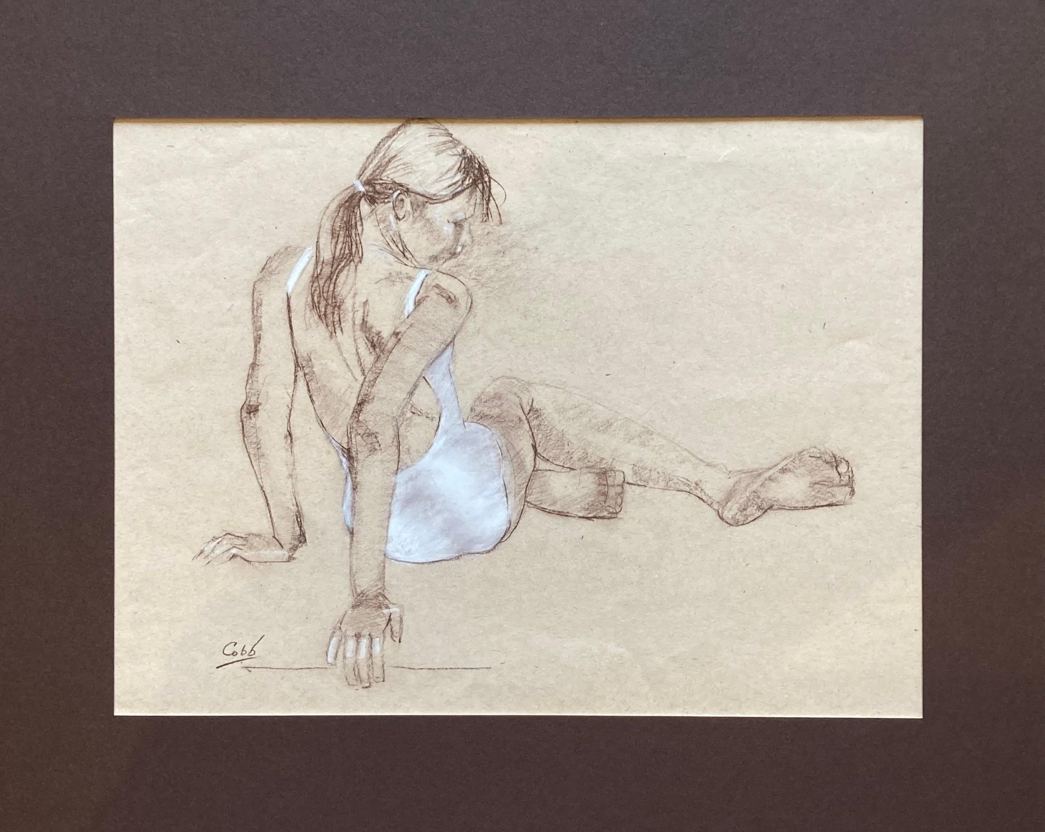 'Dancer in Seated Gesture 2, ' by James Cobb, Chalk and Conté on Paper, 2021