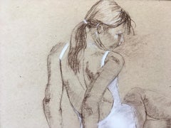 'Dancer in Seated Gesture 2, ' by James Cobb, Chalk and Conté on Paper, 2021
