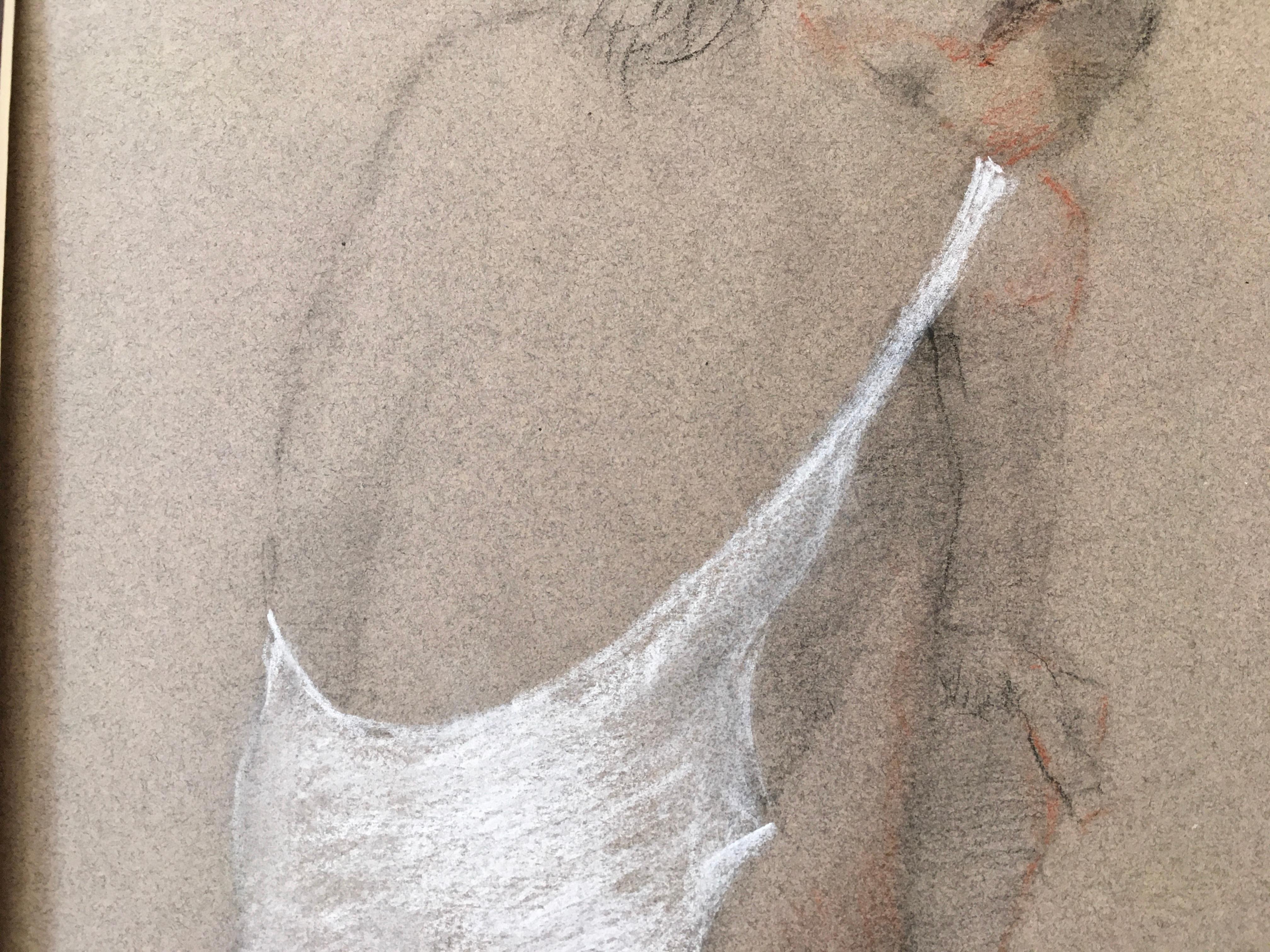 'Dancer in Seated Gesture, ' by James Cobb, Chalk and Conté on paper, 2021 2