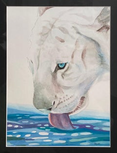 
White Tiger, 
 By Vojna Bastovanovic Casteel, Watercolor on Paper, 2021