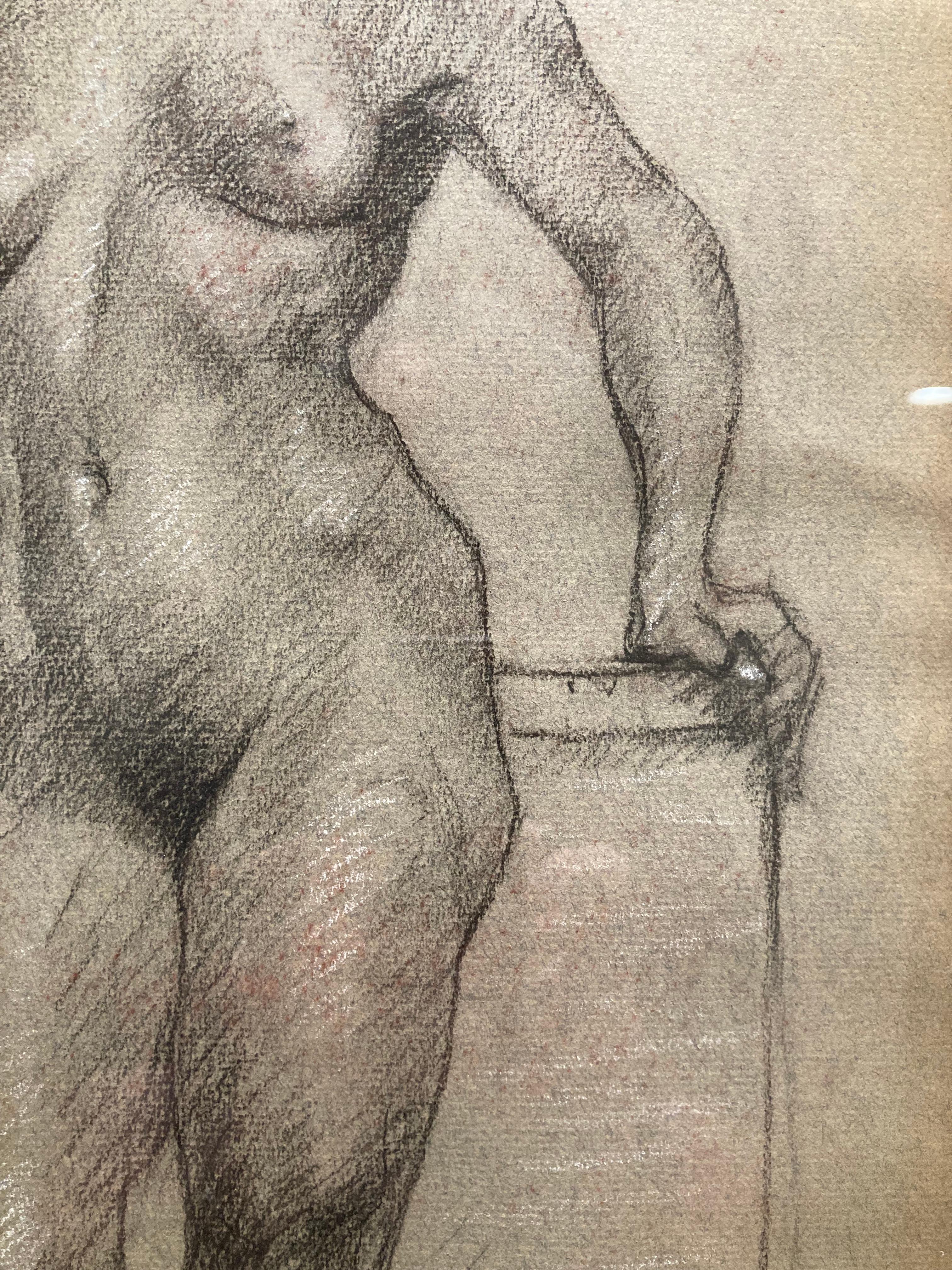 Femme nue, par R.V. Goetz, dessin au fusain sur papier en vente 3