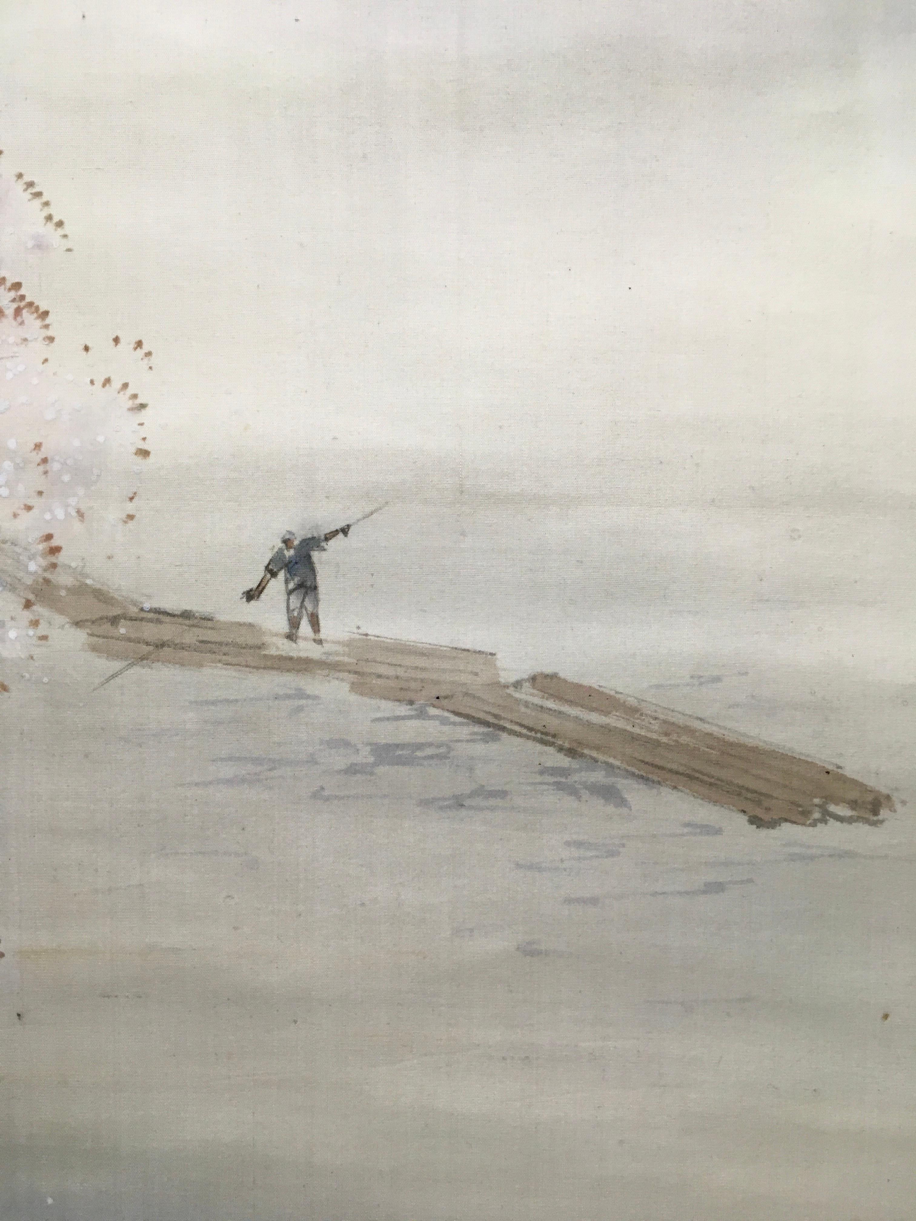 'Foggy Mountain', by Unknown, Japanese Antique Scroll For Sale 4