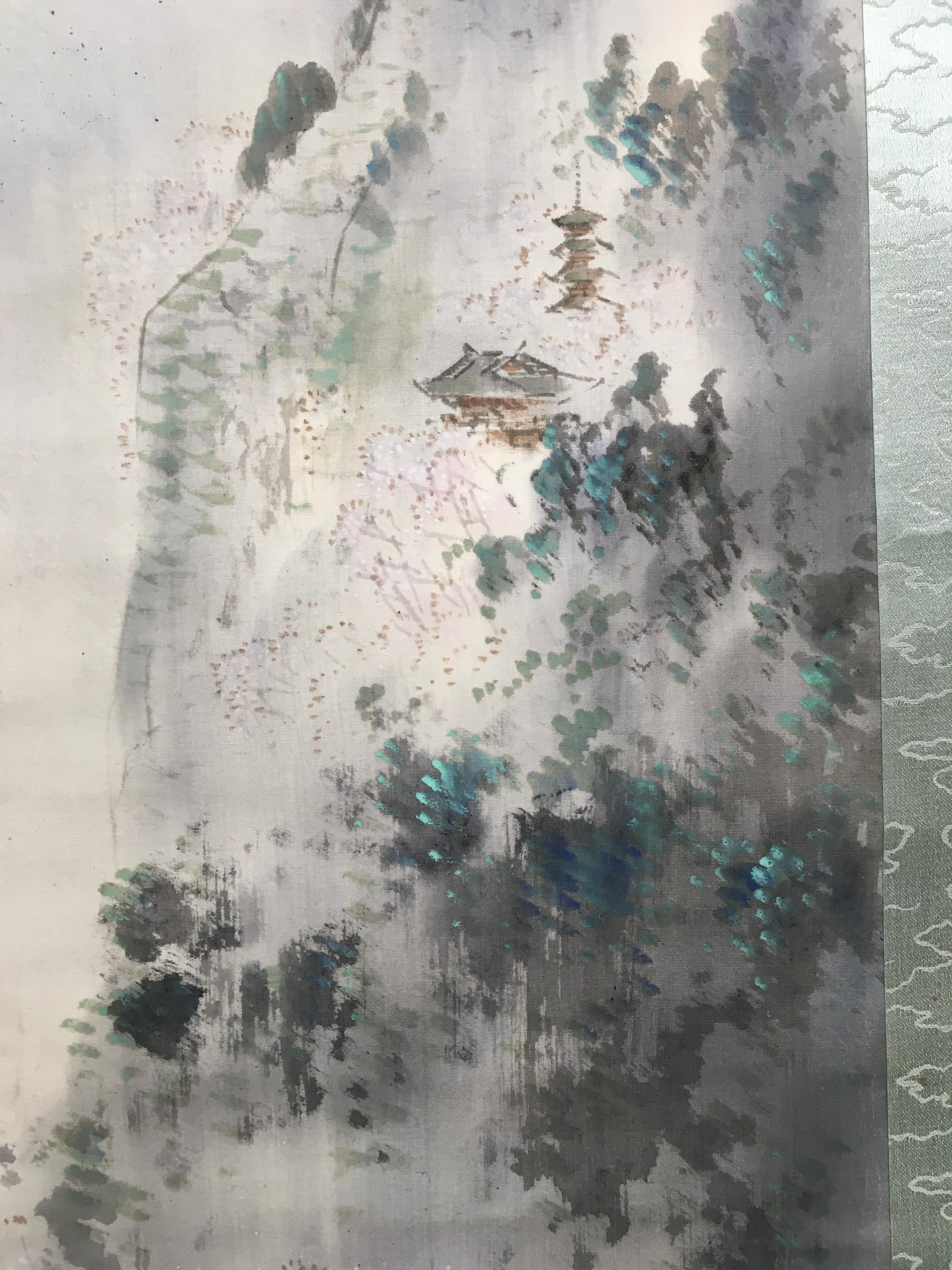 'Foggy Mountain', by Unknown, Japanese Antique Scroll For Sale 5