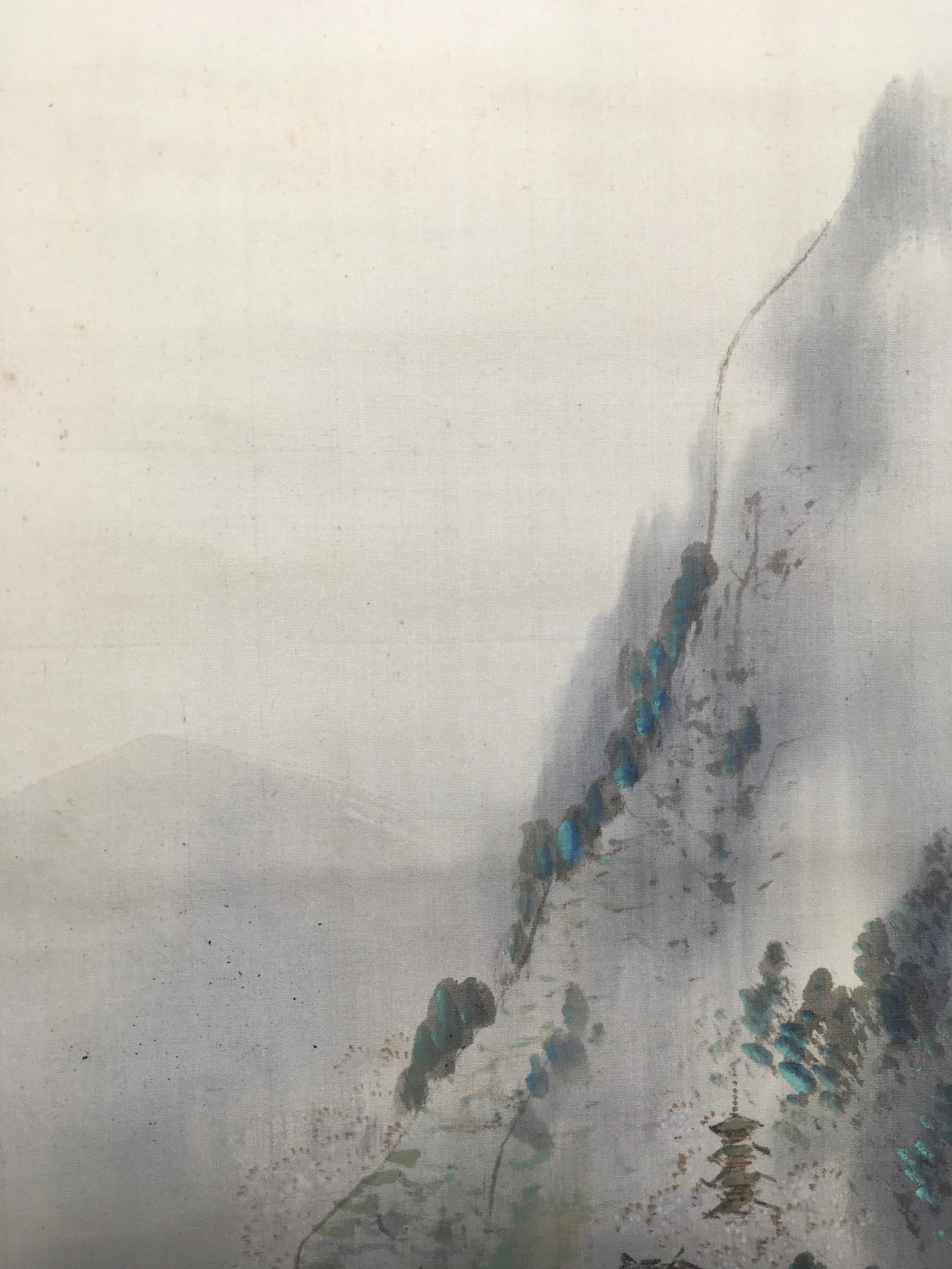 'Foggy Mountain', by Unknown, Japanese Antique Scroll For Sale 9
