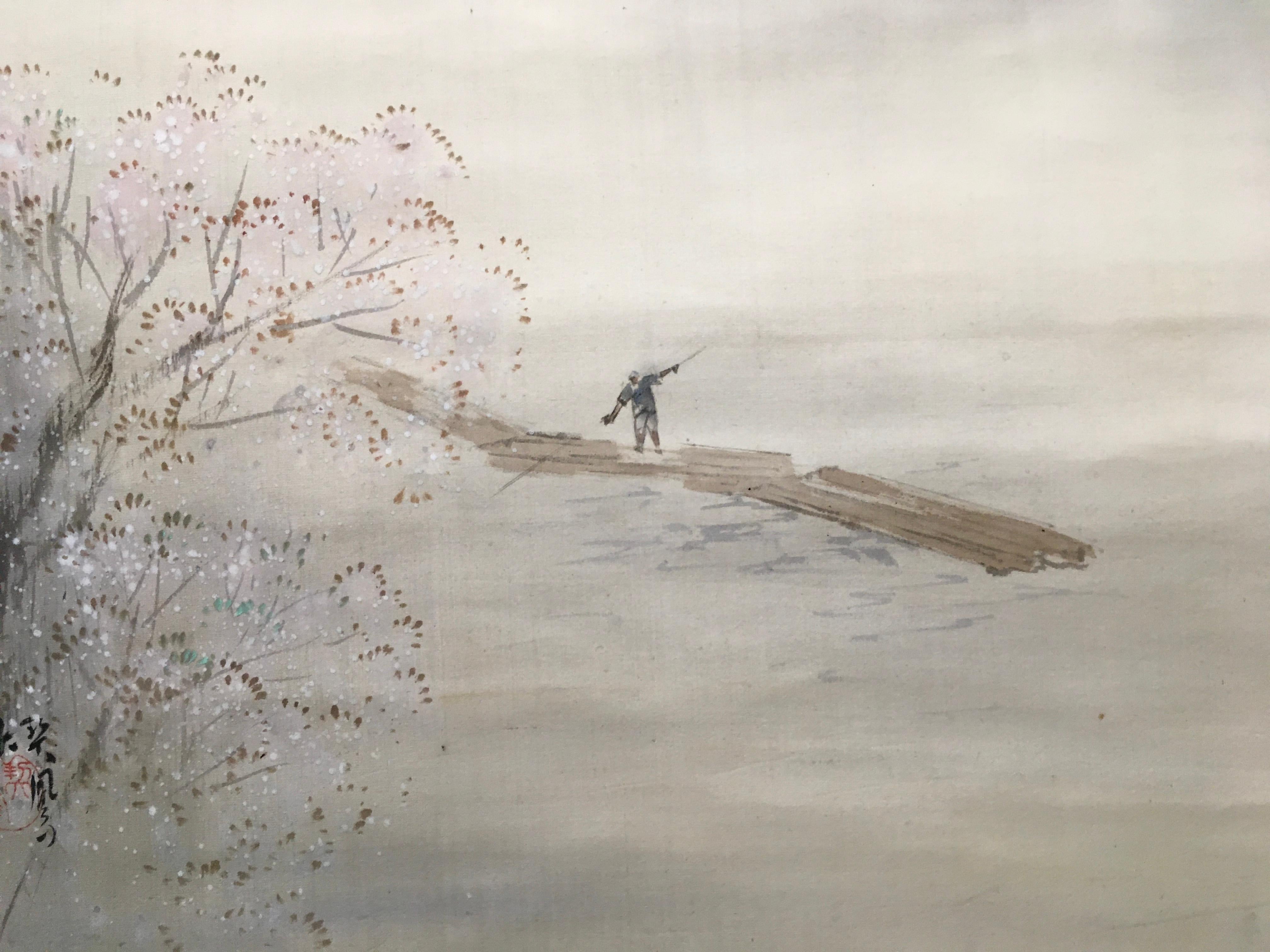 'Foggy Mountain', by Unknown, Japanese Antique Scroll For Sale 10