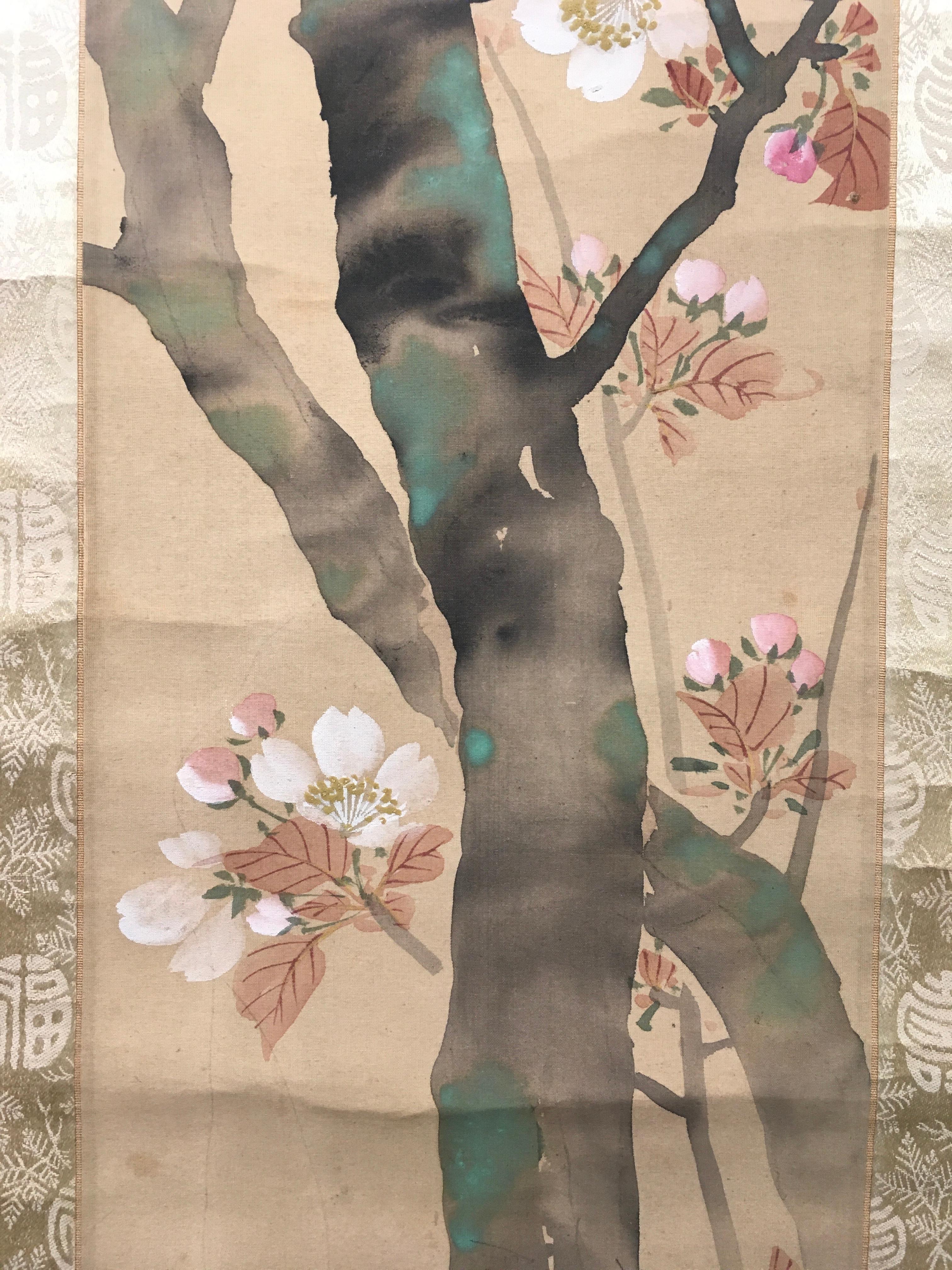 'Dogwood Tree', By Unknown, Japanese Antique Scroll For Sale 3