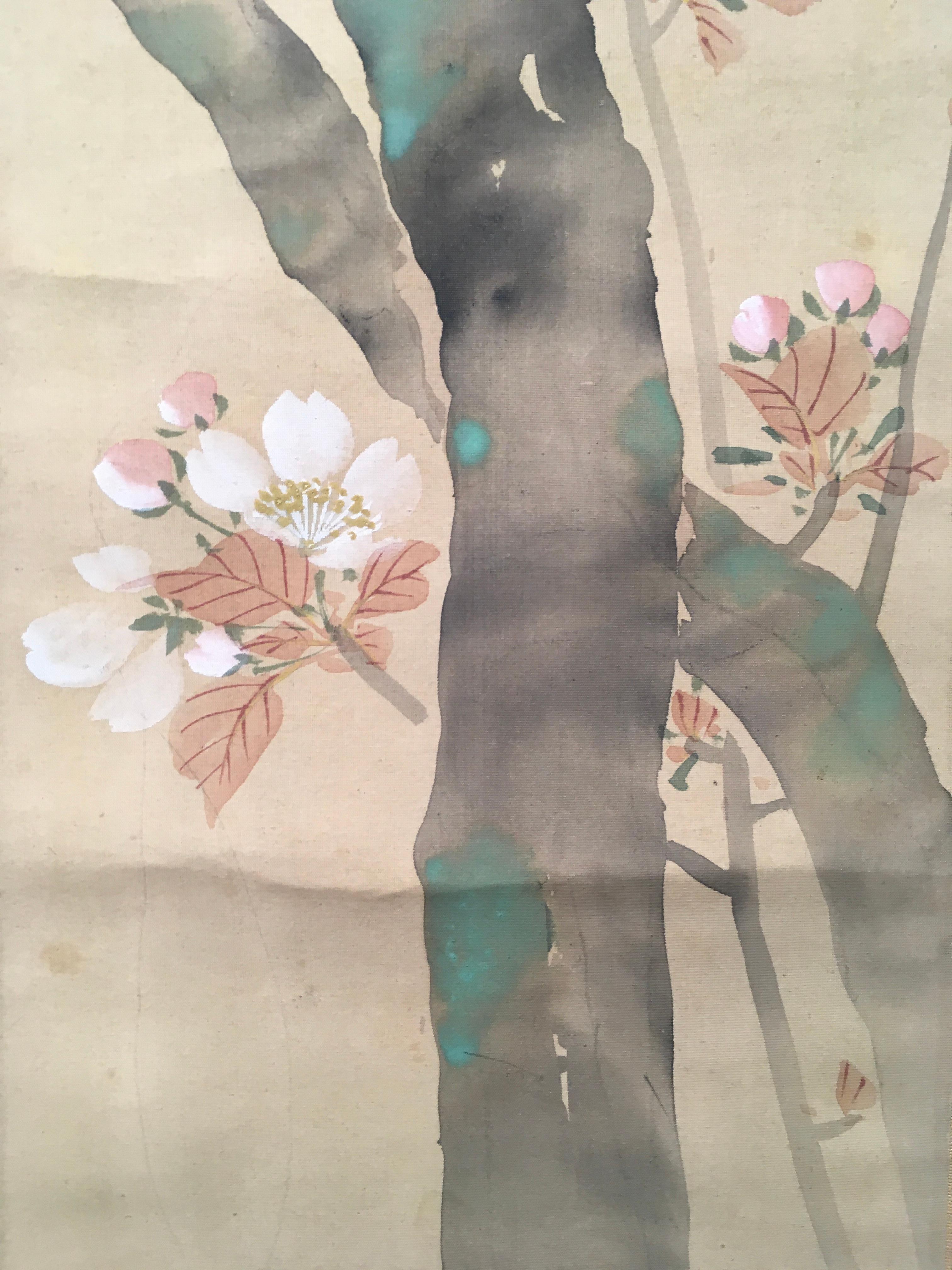 'Dogwood Tree', By Unknown, Japanese Antique Scroll For Sale 7