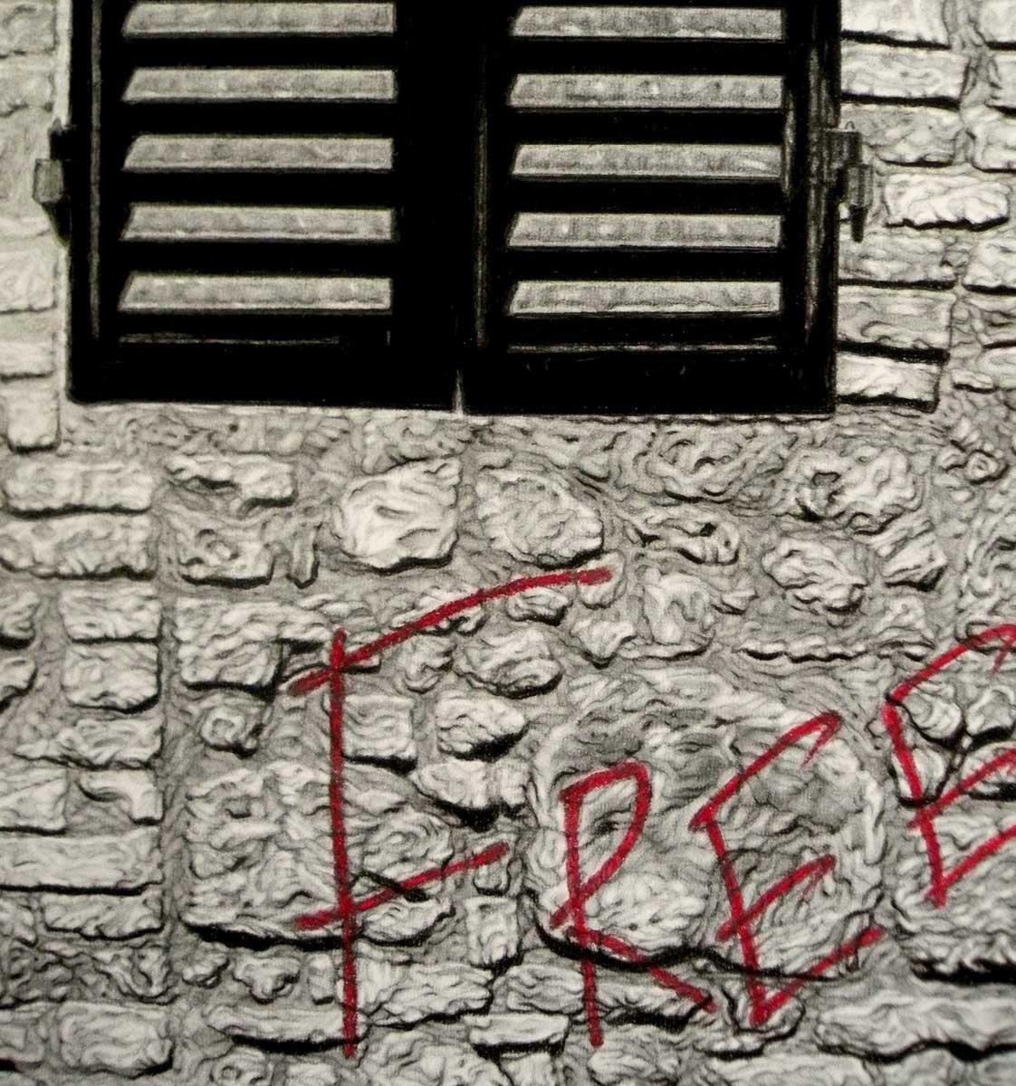 'Libertà', di Bojan Grof, disegno a grafite, carboncino e matita a olio su carta - Art di Bojan Grozdanovic Grof
