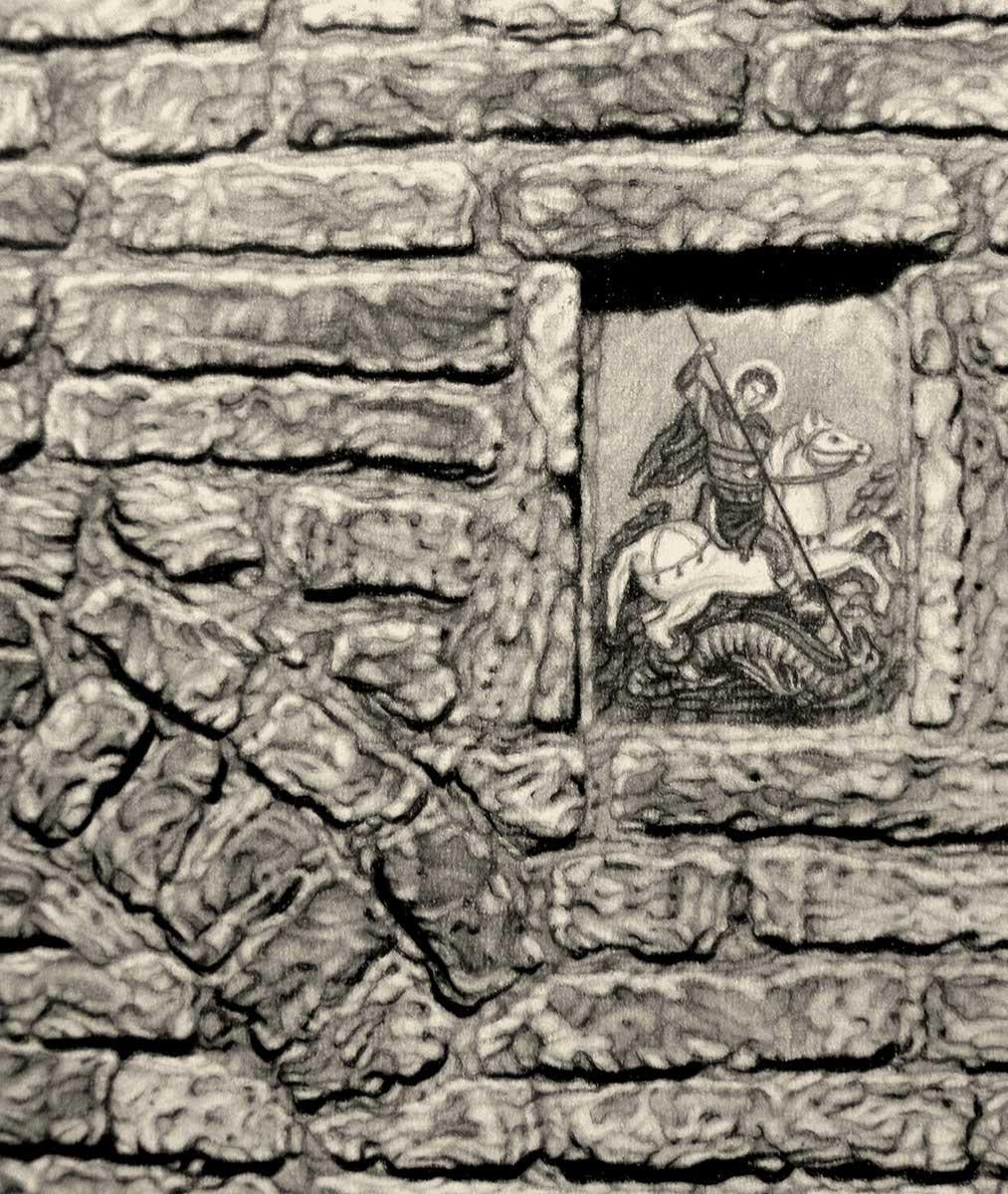 'Libertà', di Bojan Grof, disegno a grafite, carboncino e matita a olio su carta - Animal Art Grigio di Bojan Grozdanovic Grof