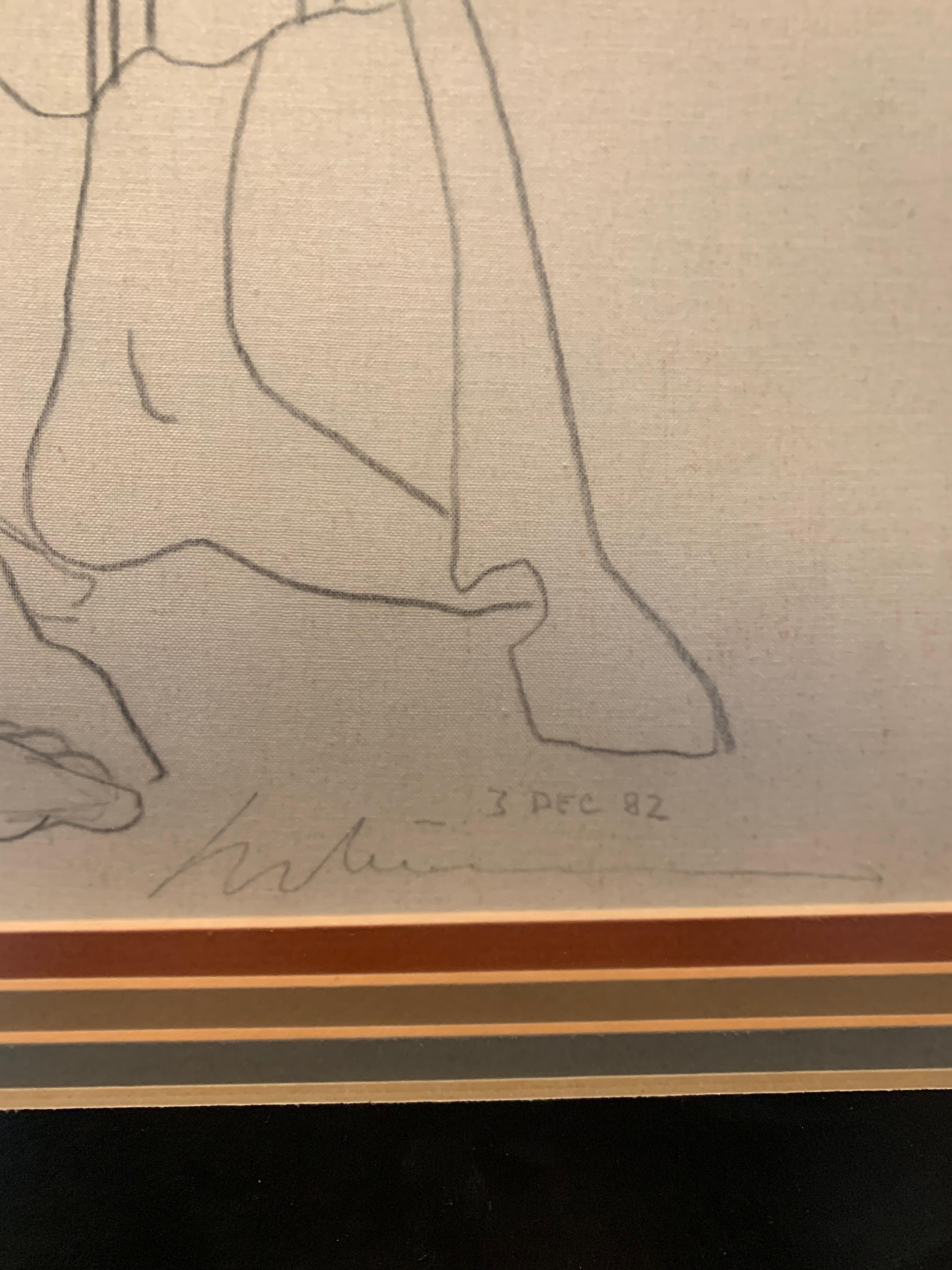 'Untitled Sketch Men with Oxen' by Harold Stevenson, Pencil Drawing on Paper For Sale 1