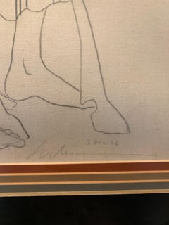 'Schizzo senza titolo Uomini con buoi' di Harold Stevenson, disegno a matita su carta